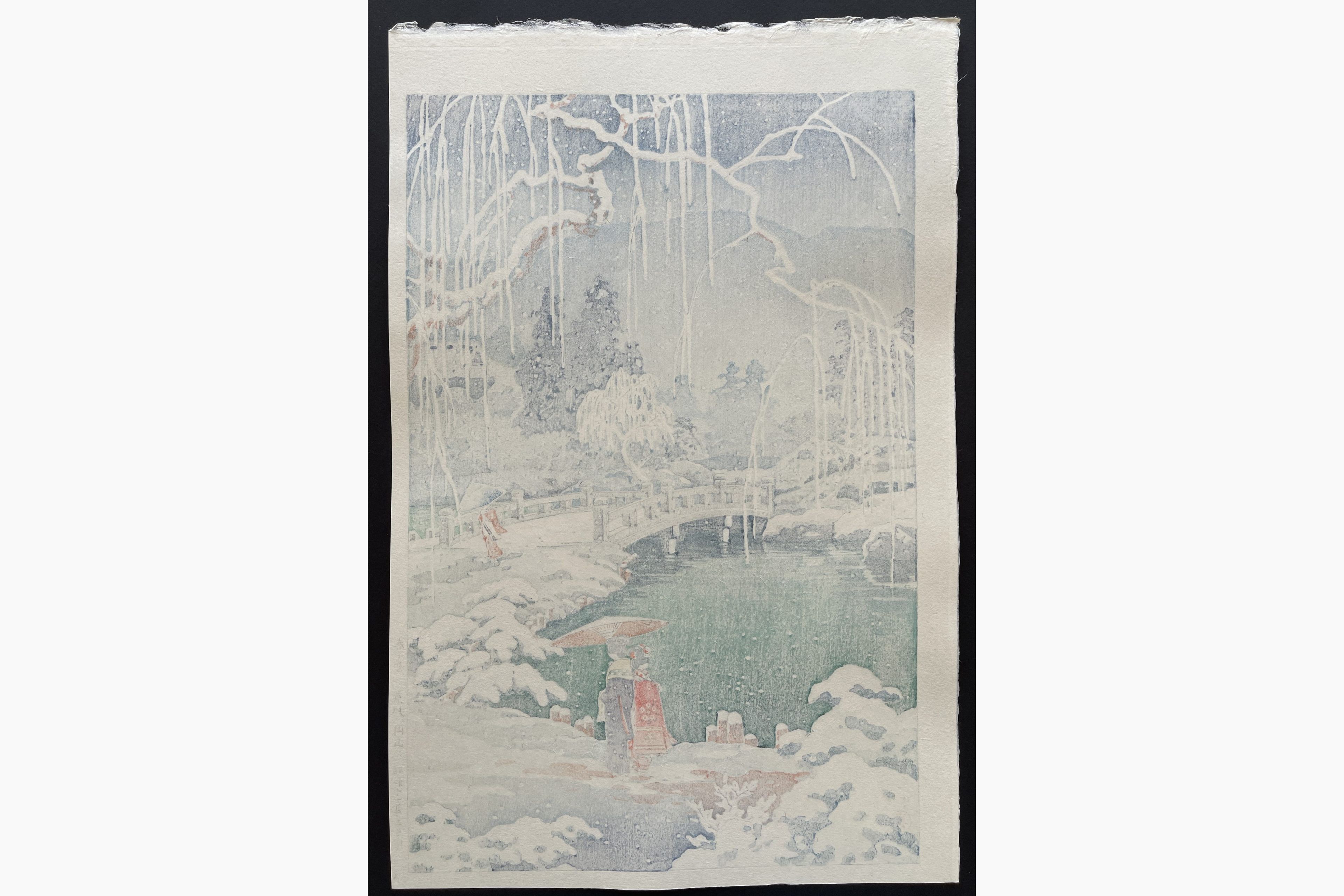 Japanese print - Tsuchiya Koitsu - Spring Snow at Maruyama in Kyoto
