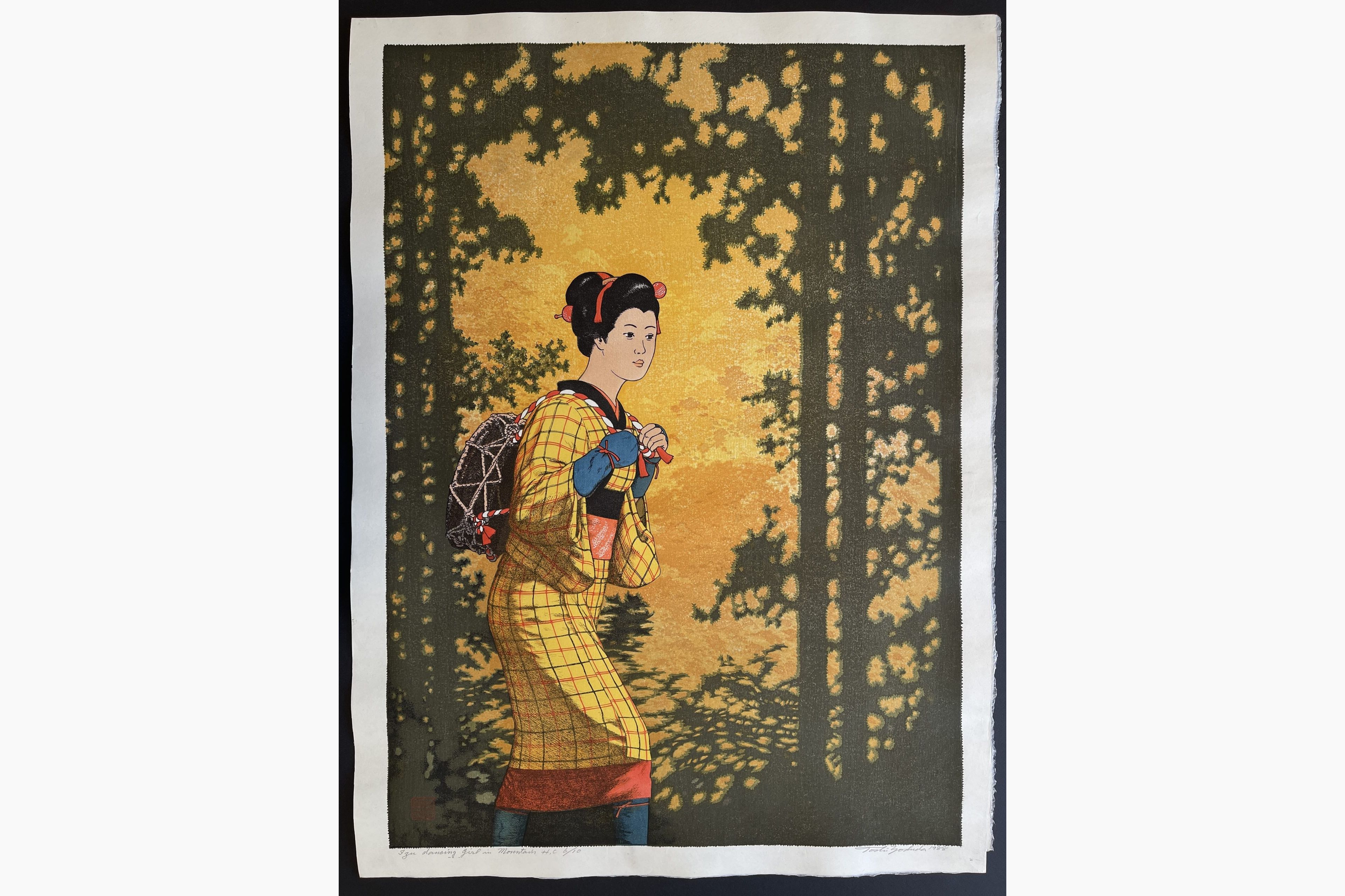 Japanese woodblock print - Toshi Yoshida - Izu Dancing Girl in Mountain