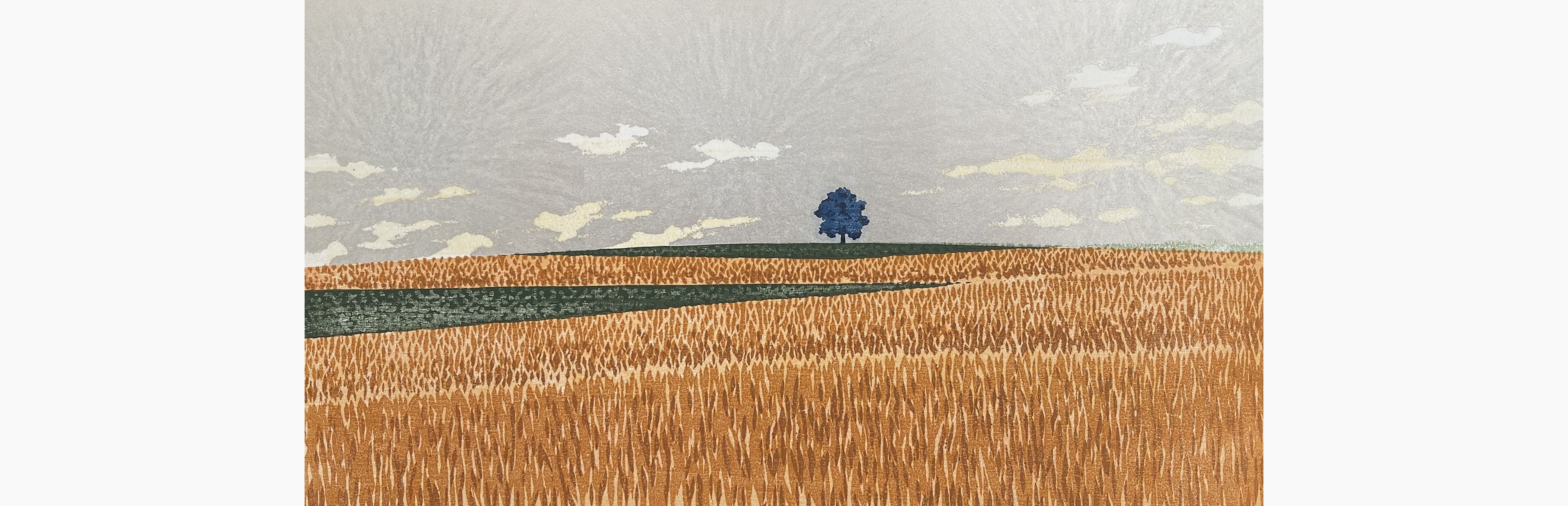 Original woodblock print - Hajime Namiki - Hill-1 Wheat