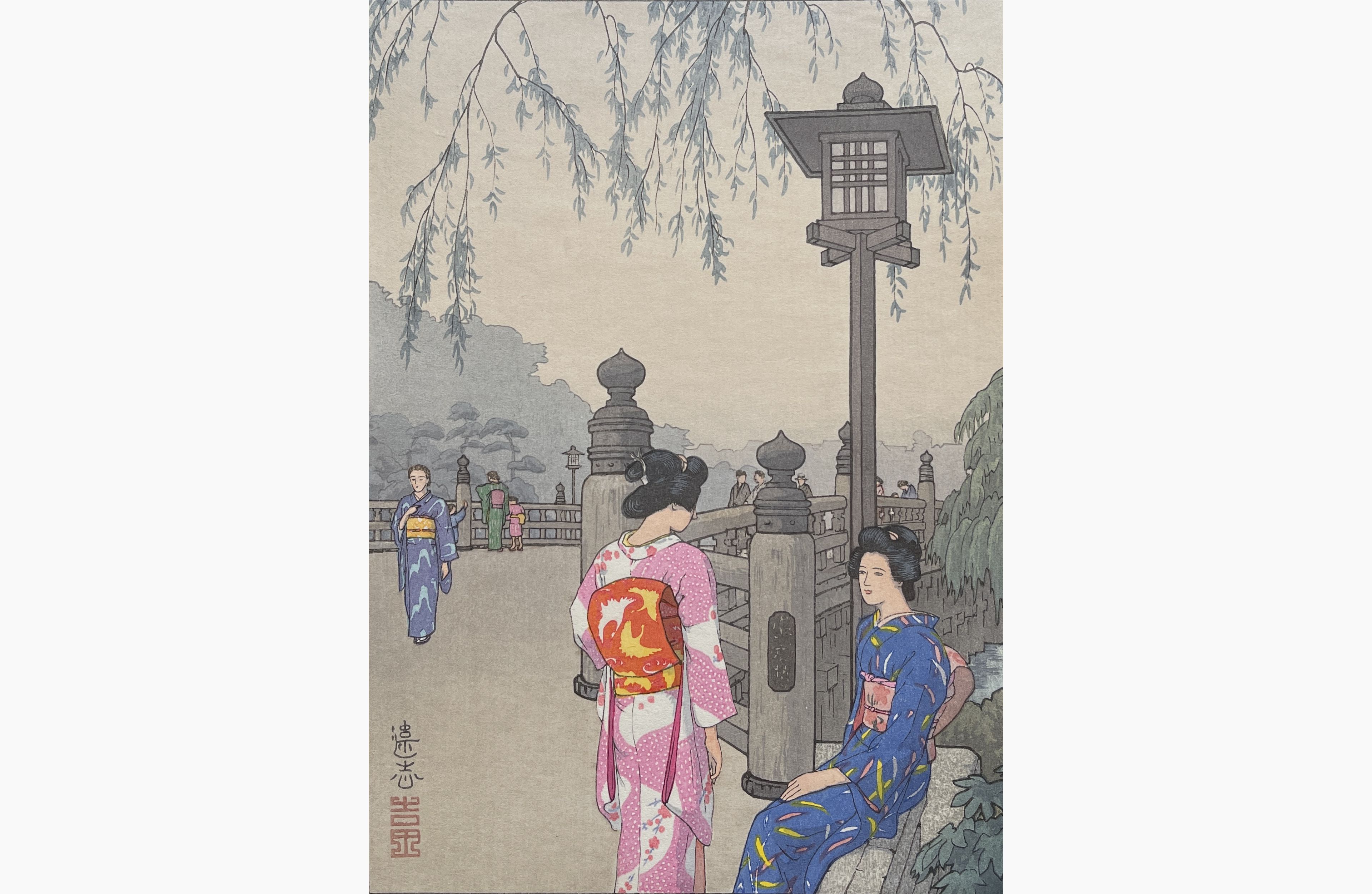 Original woodblock print - Toshi Yoshida - Benkei bridge