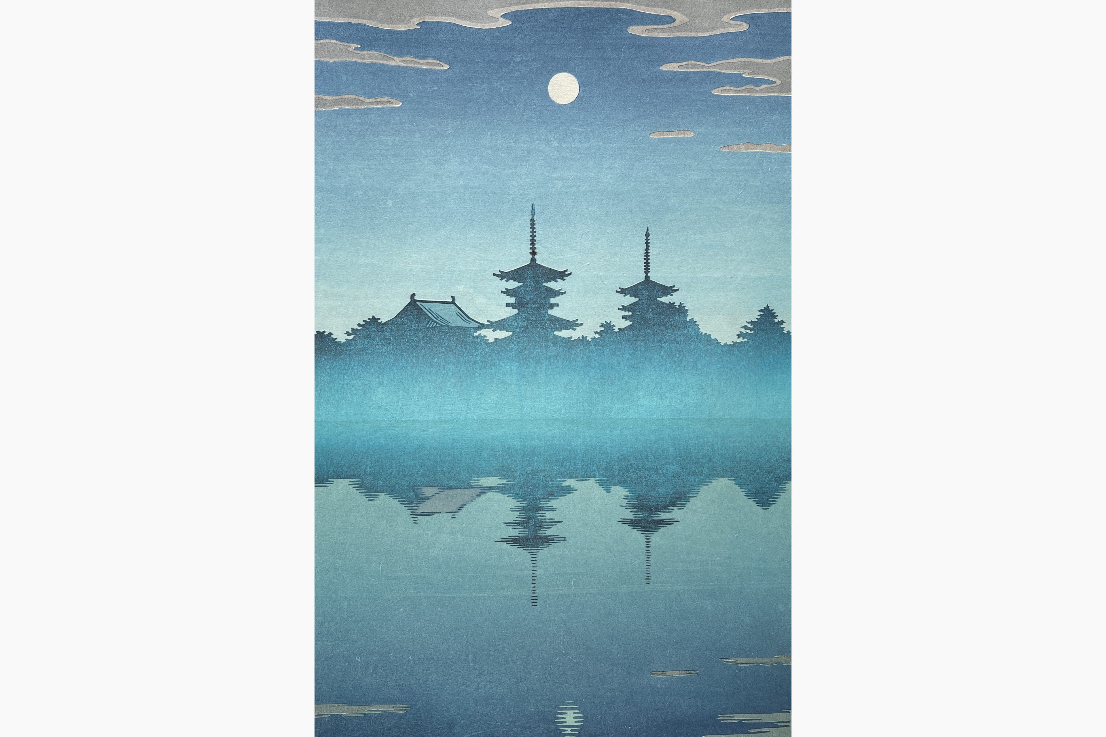 Original woodblock print - Tsukasa Yoshida - Moonlight