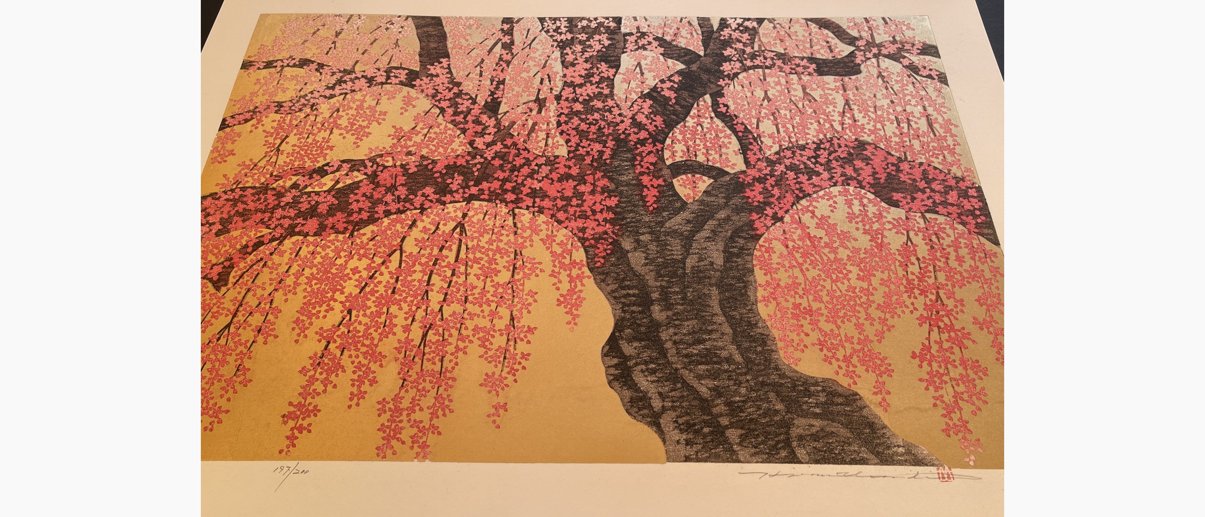 Japanese print - Hajime Namiki - Weeping Cherry 15