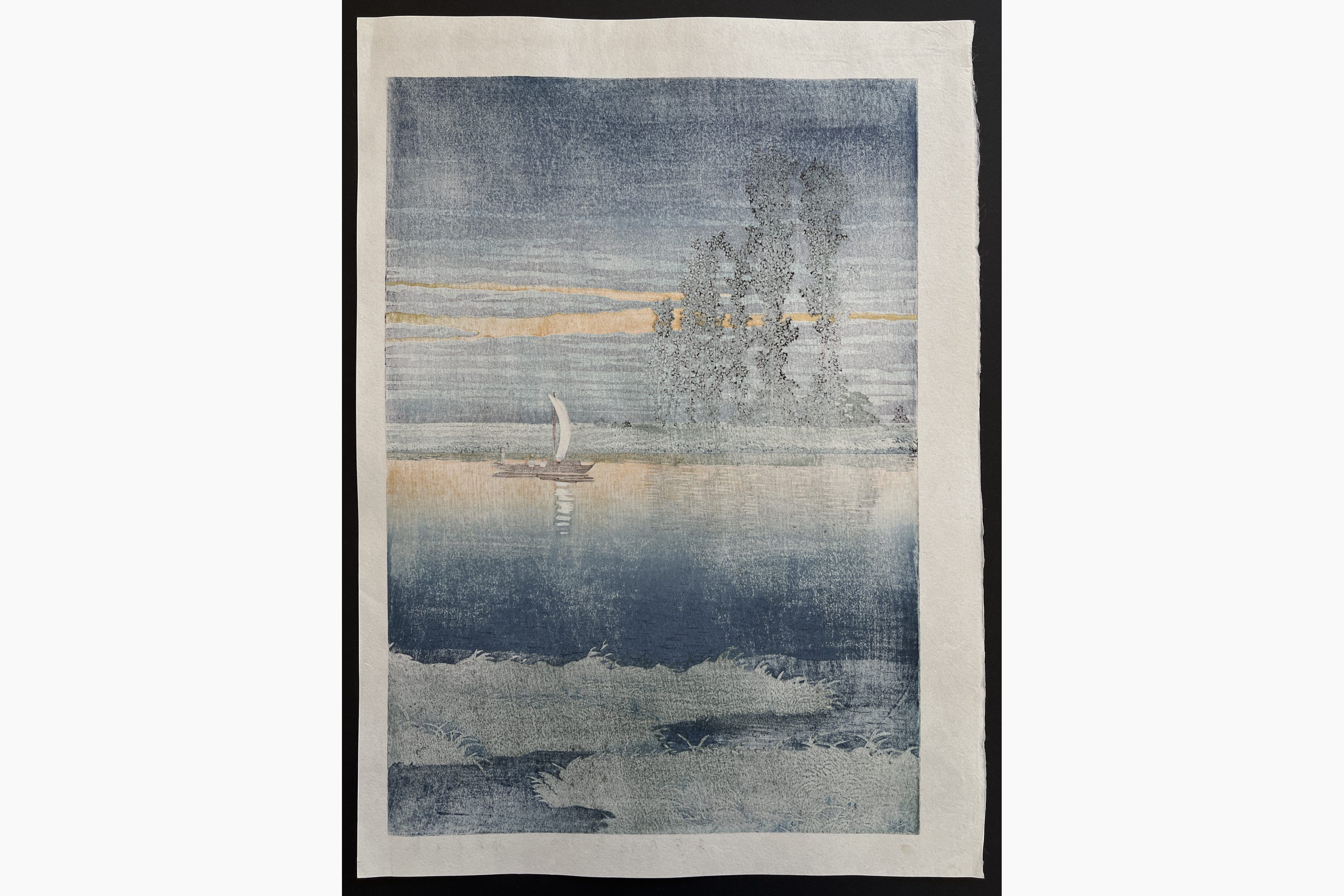 Japanese print - Kawase Hasui - Dusk at Ushibori