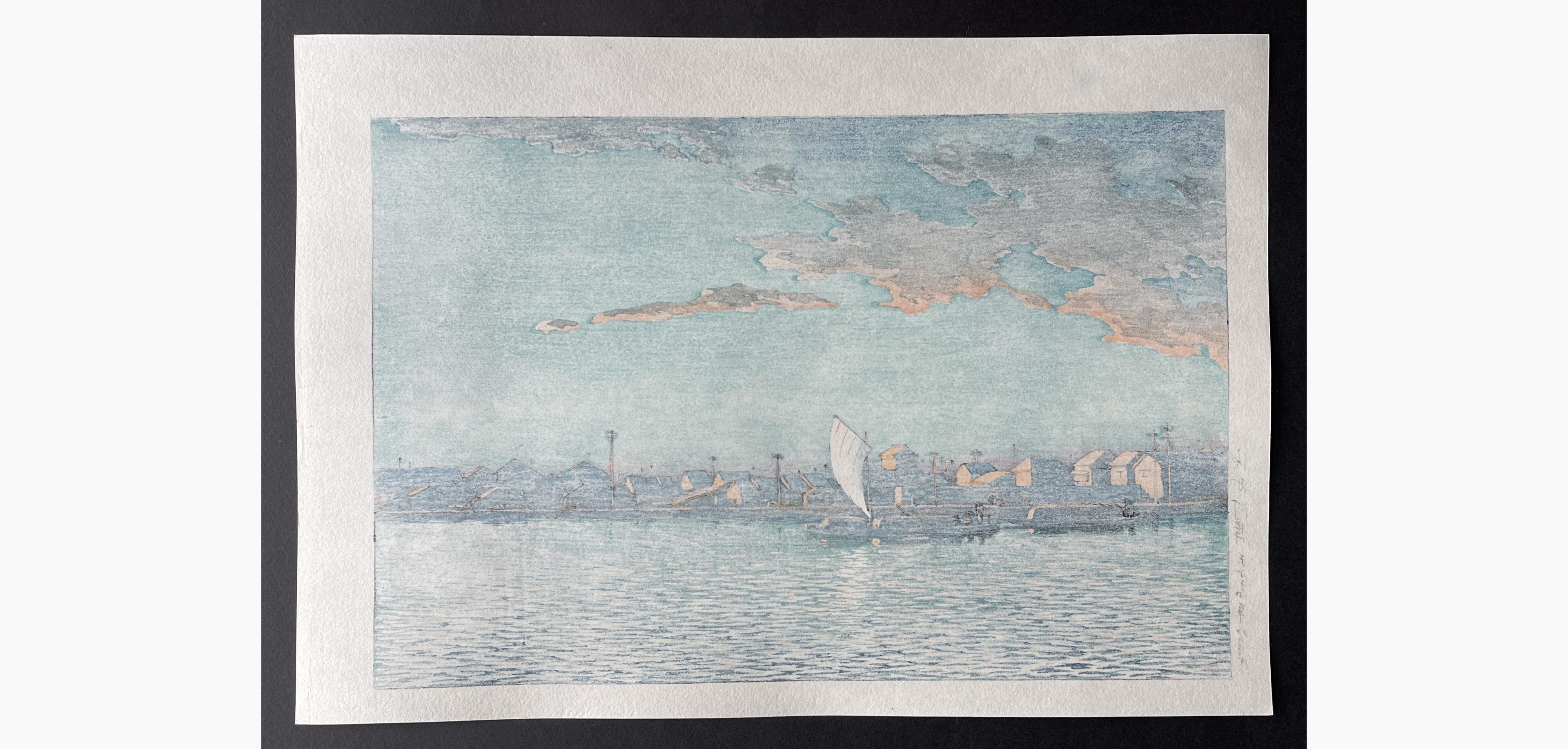 Japanese print - Kawase Hasui - Hama-cho Riverbank