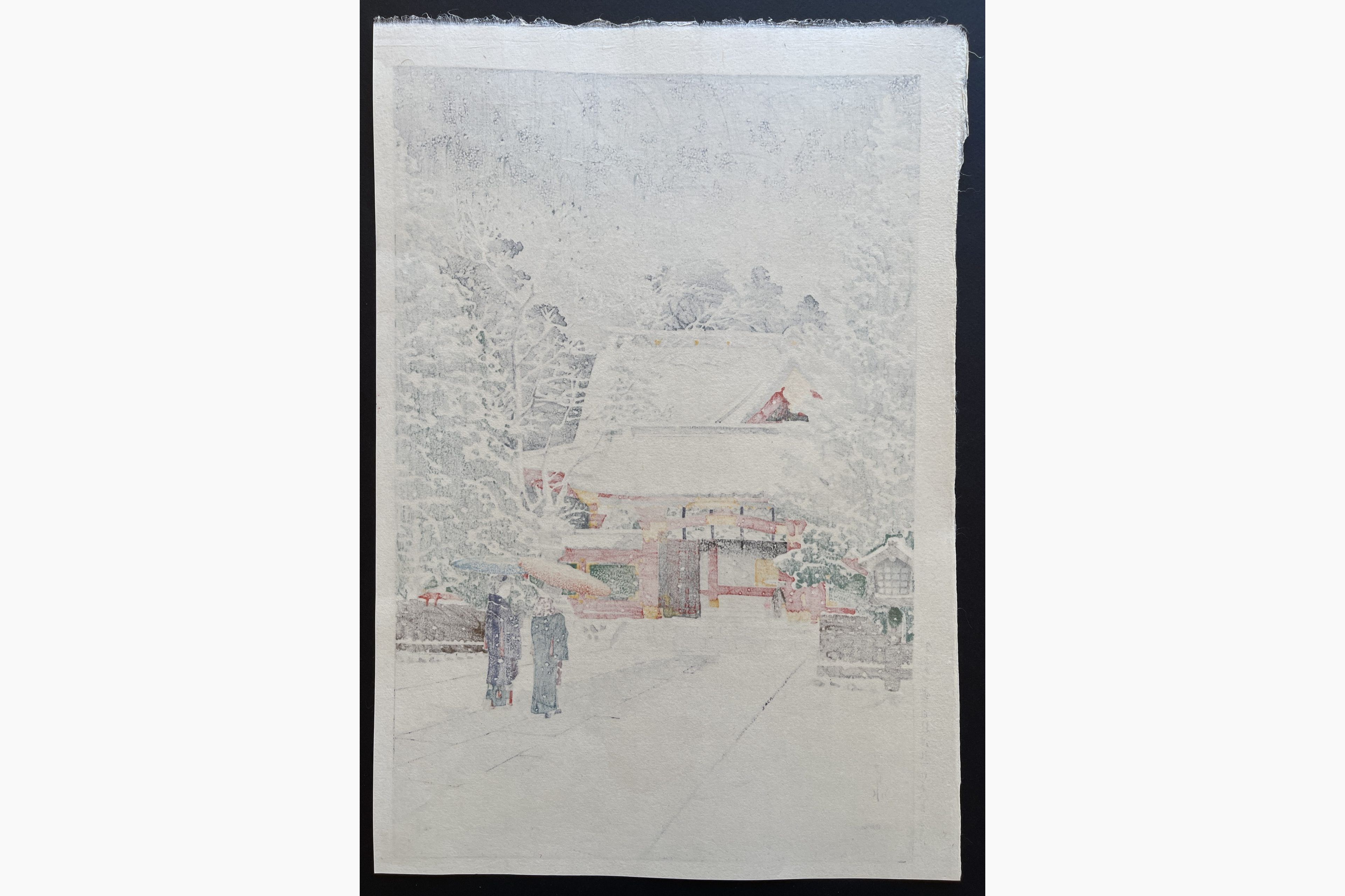 Japanese print - Kawase Hasui - Snow at Hie Shrine