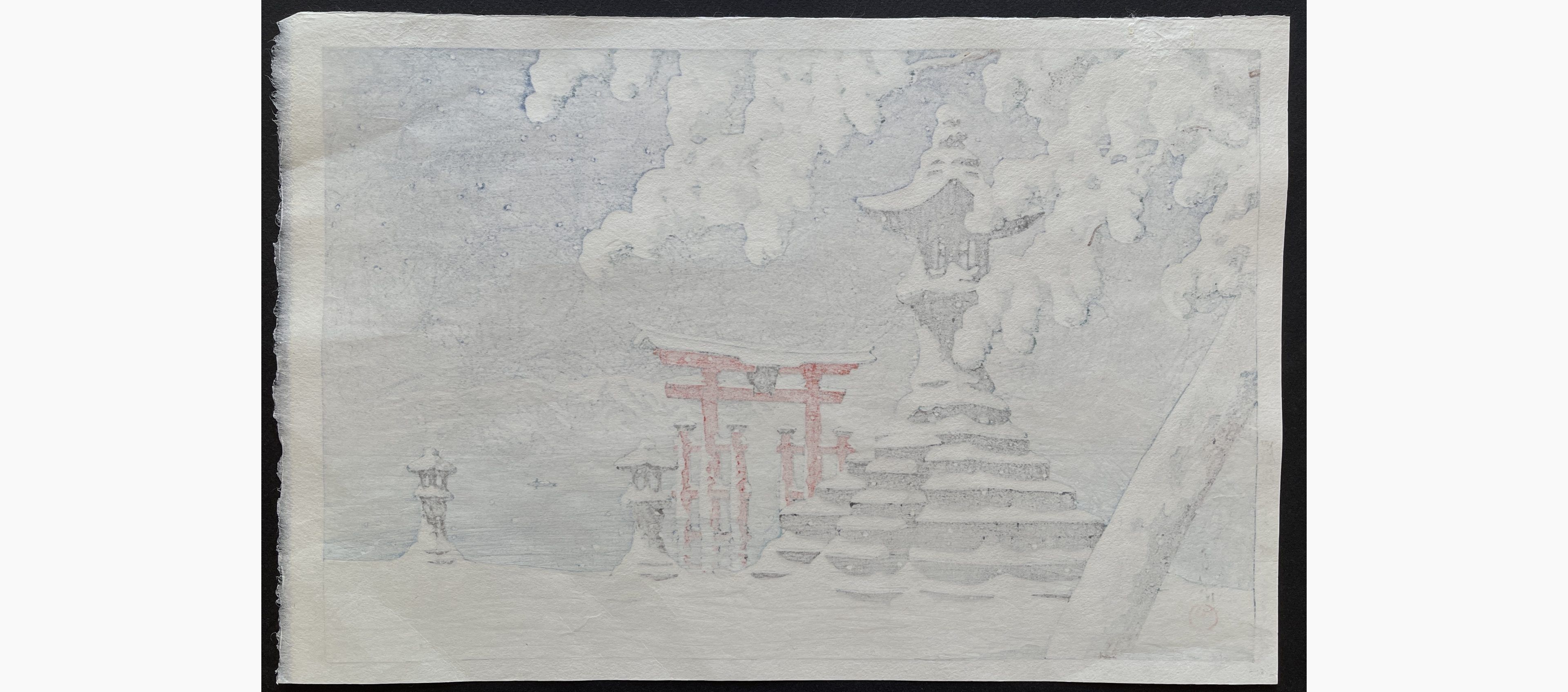 Japanese print - Kawase Hasui - Snow at Itsukushima