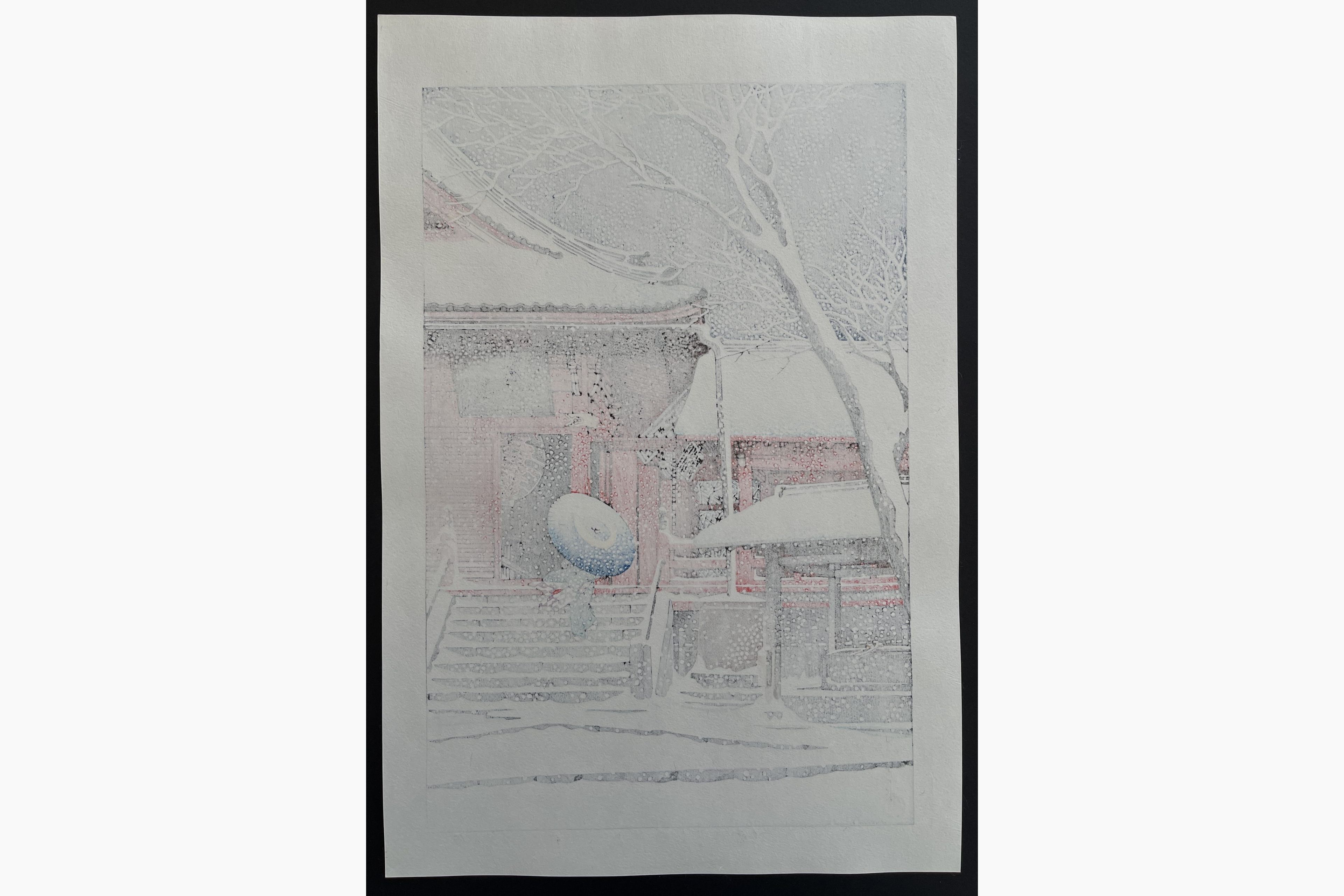 Japanese print - Kawase Hasui - Snow at Kiyomizu Hall, Ueno