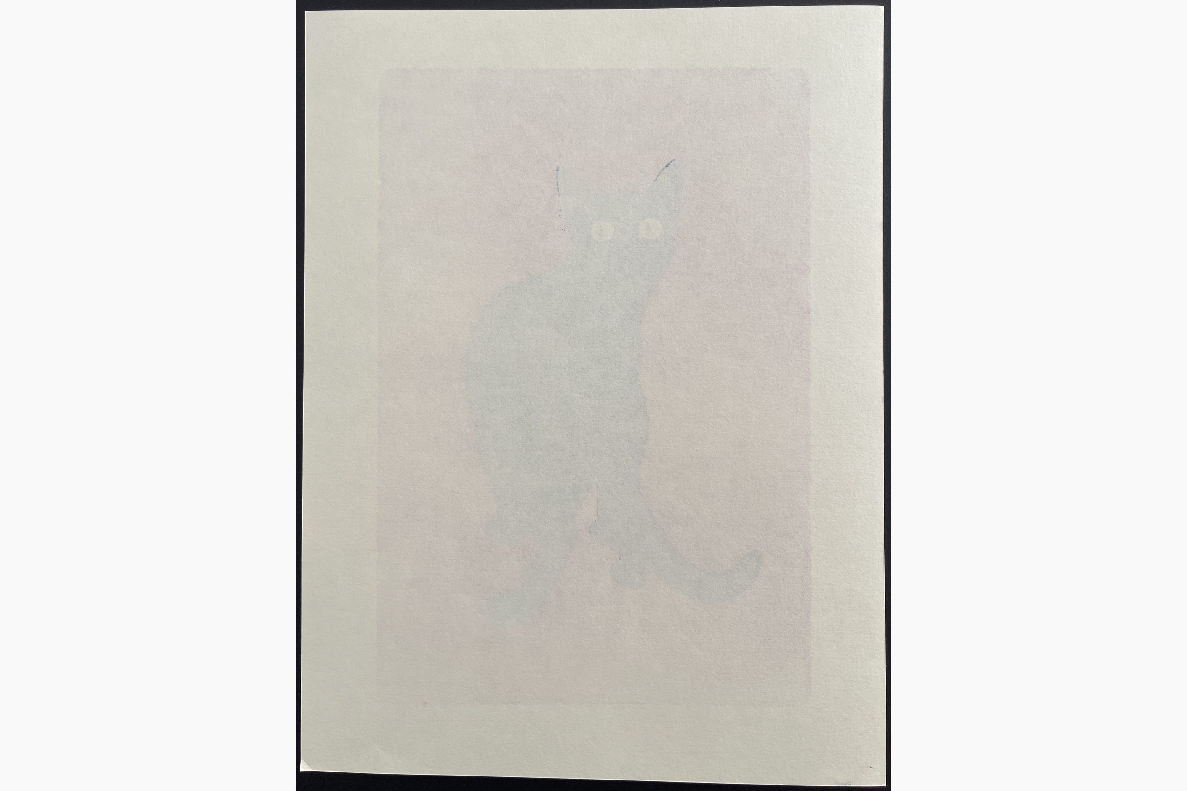 Japanese print - Nishida Tadashige - Looking Back - Blue Cat