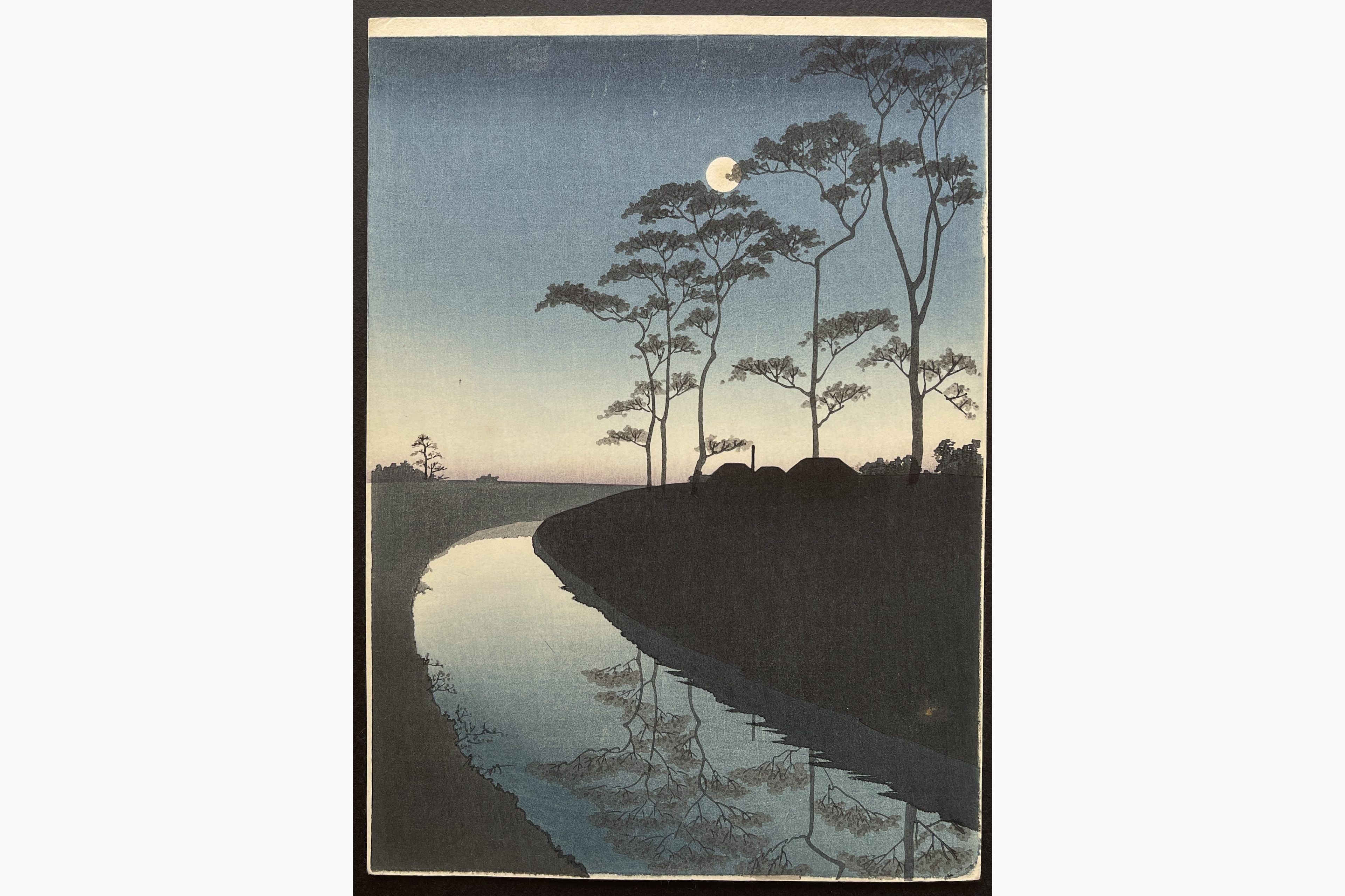 Japanese woodblock print - Koho Shoda - Canal by the Moonlight