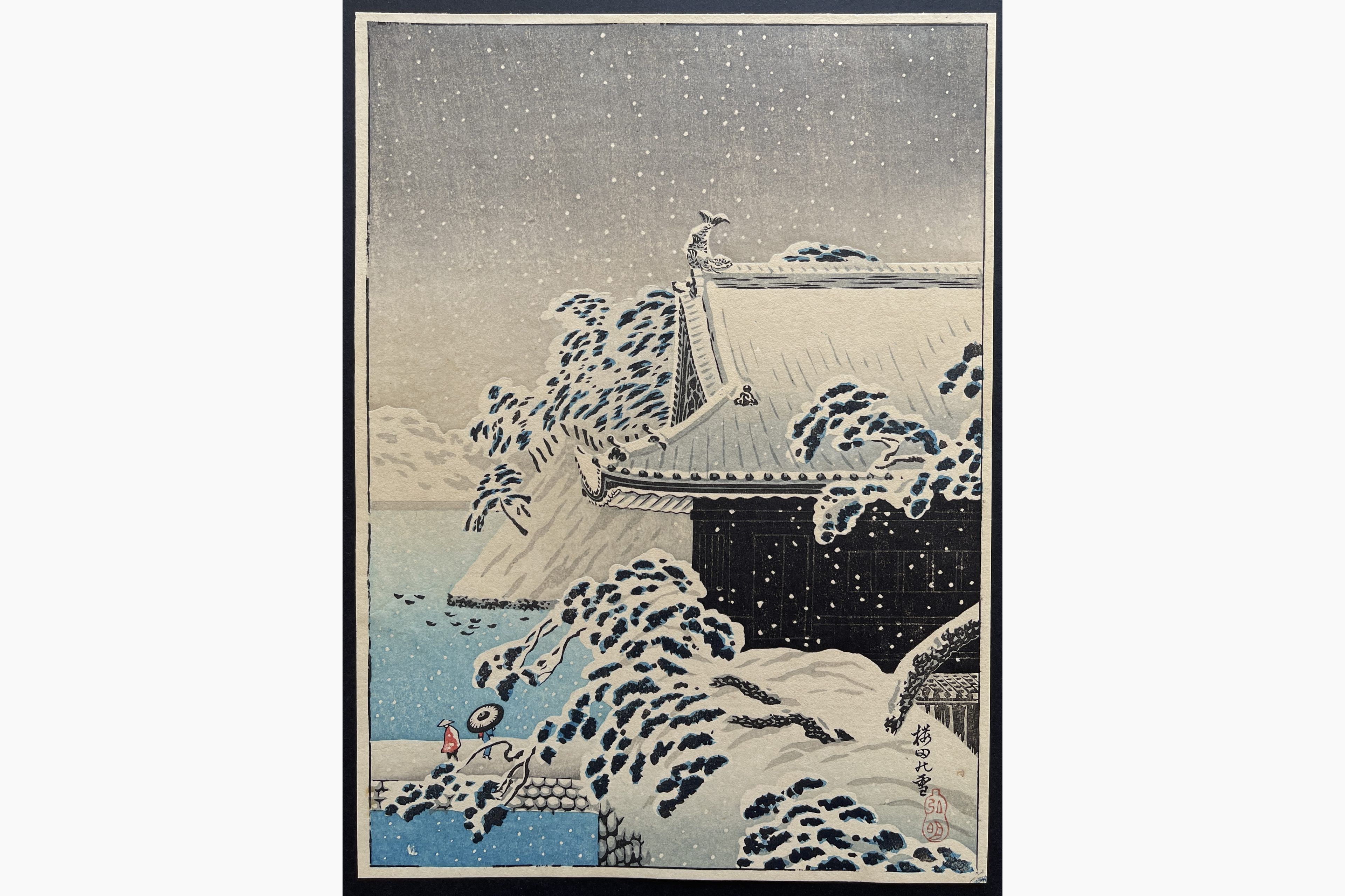 Japanese woodblock print - Takahashi Shotei - Sakurada Gate in Snow