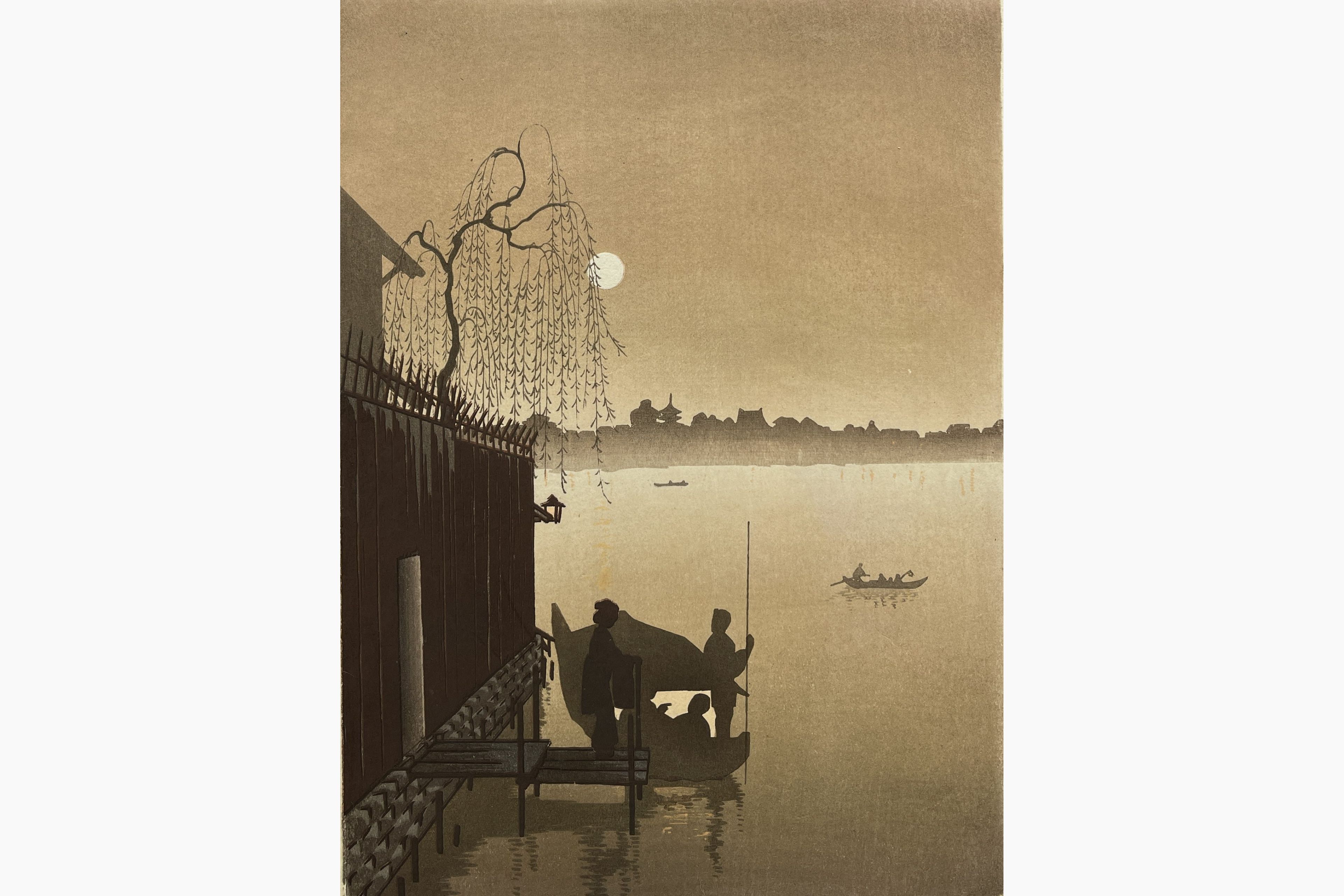 Original woodblock print - Eijiro Kobayashi - Evening Cool on Sumida