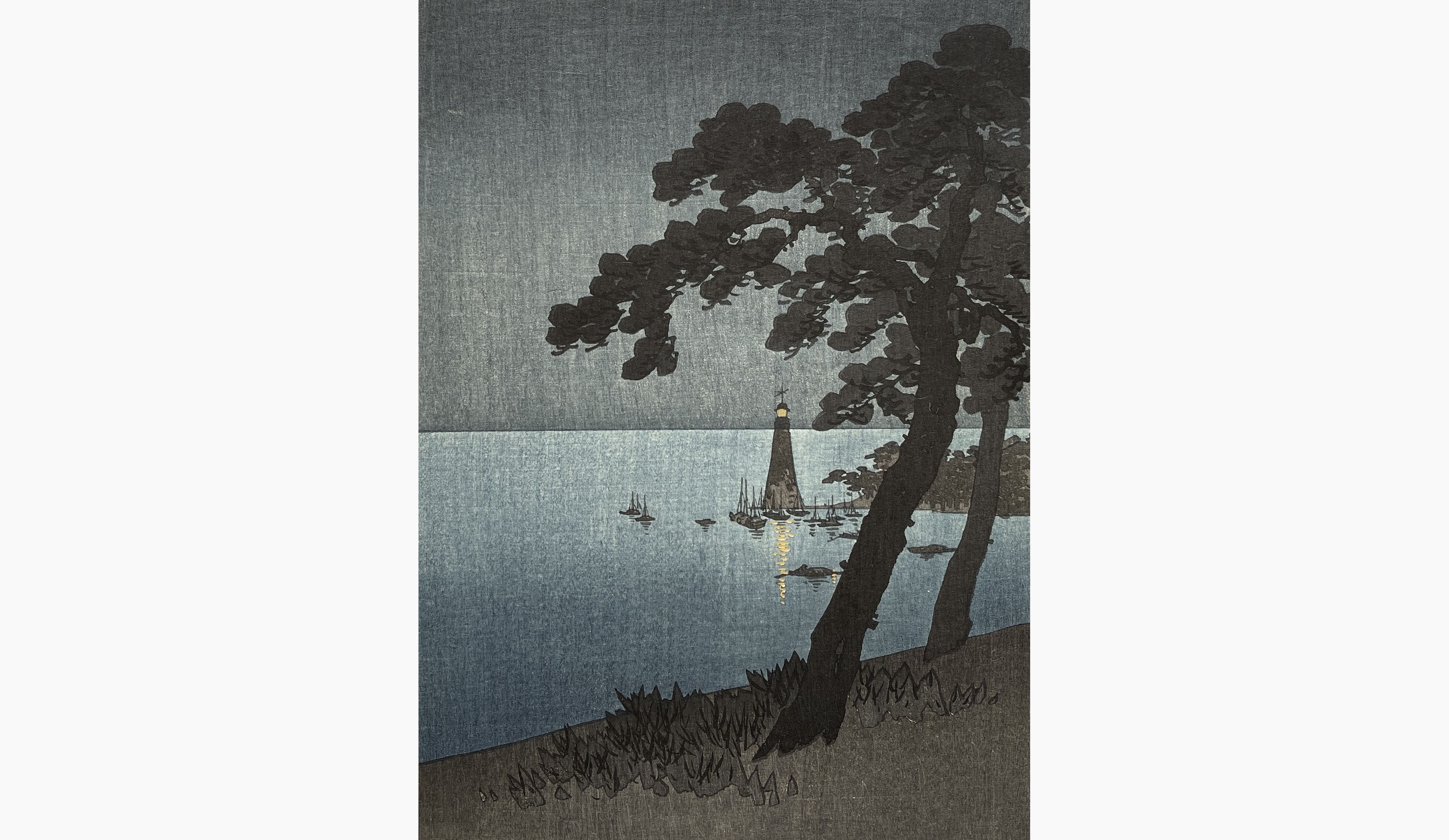 Original woodblock print - Gyosui Suzuki - A Lighthouse