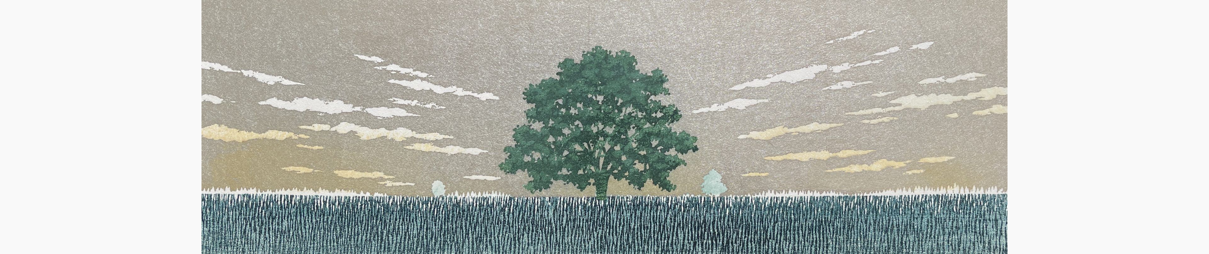 Original woodblock print - Hajime Namiki - Tree scene 122