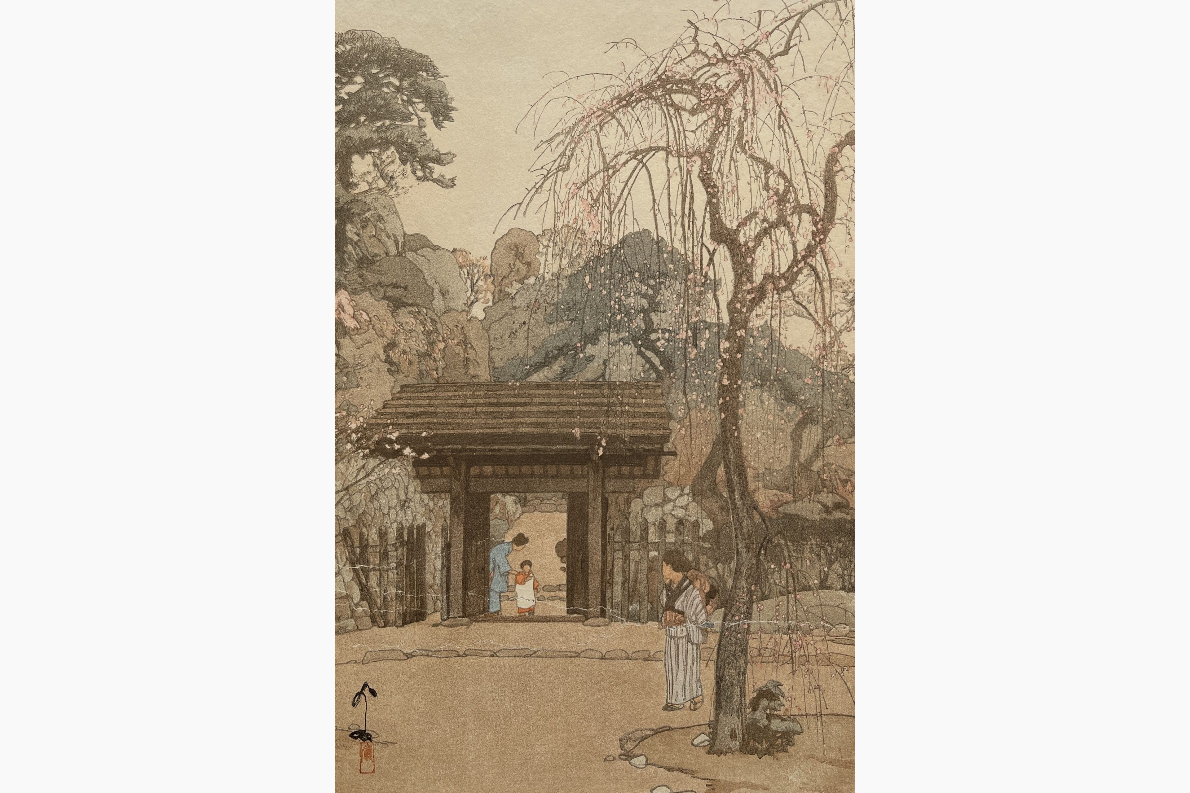 Original woodblock print - Hiroshi Yoshida - Plum Gateway