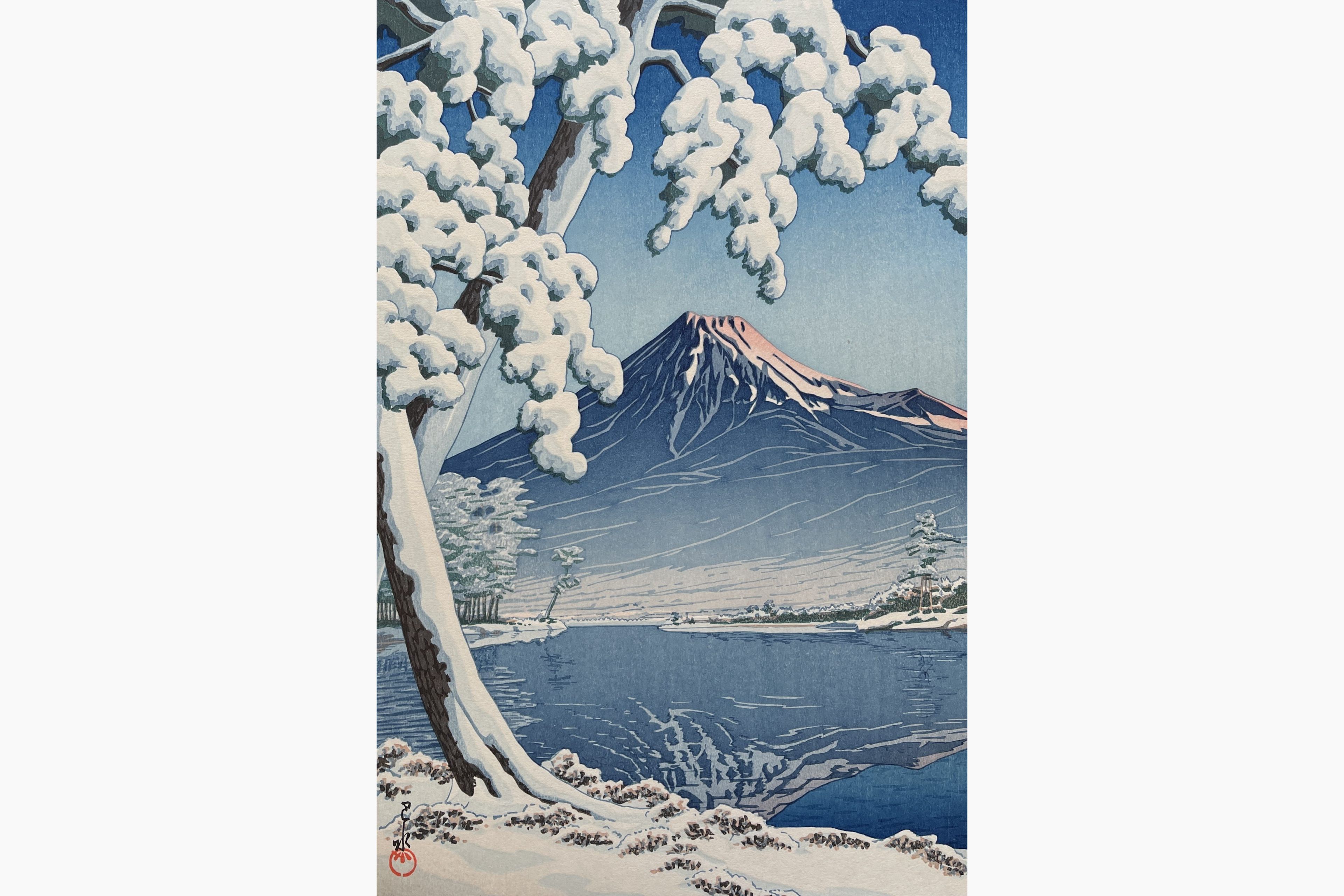 Original woodblock print - Kawase Hasui - Clearing after a Snowfall on Mount Fuji