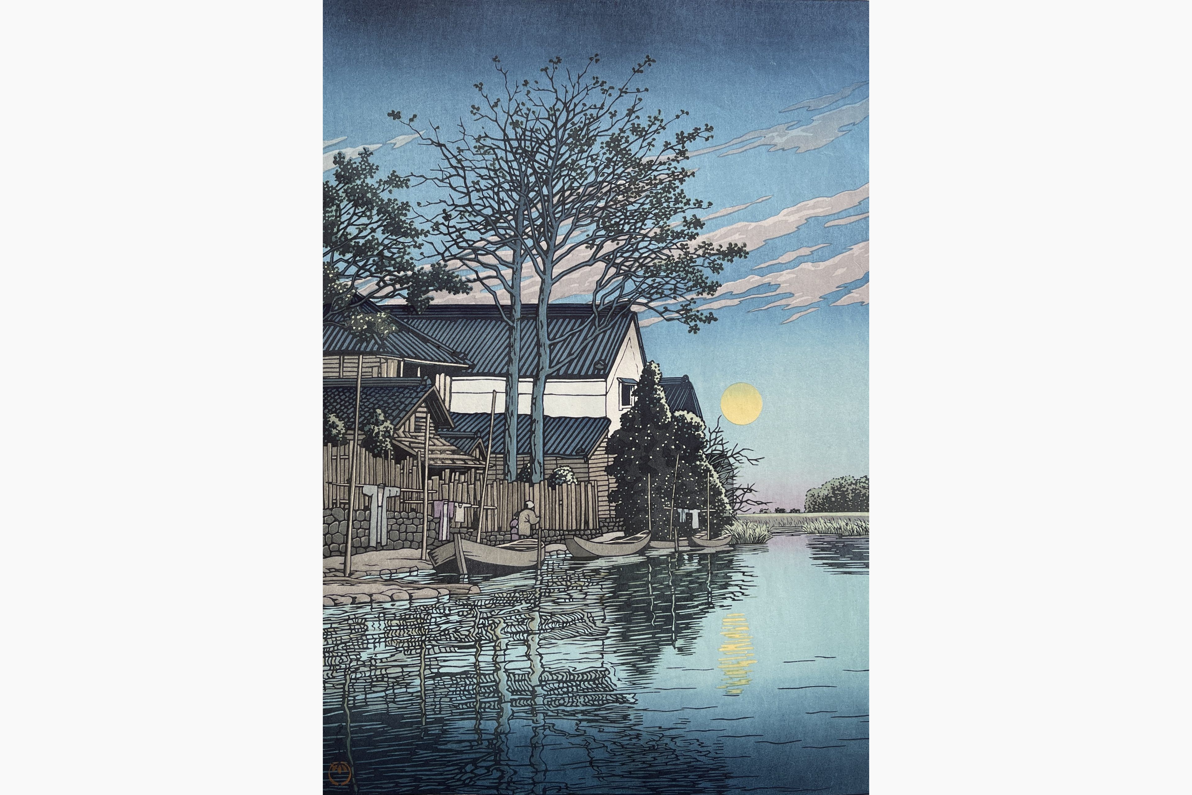 Original woodblock print - Kawase Hasui - Evening at Itako