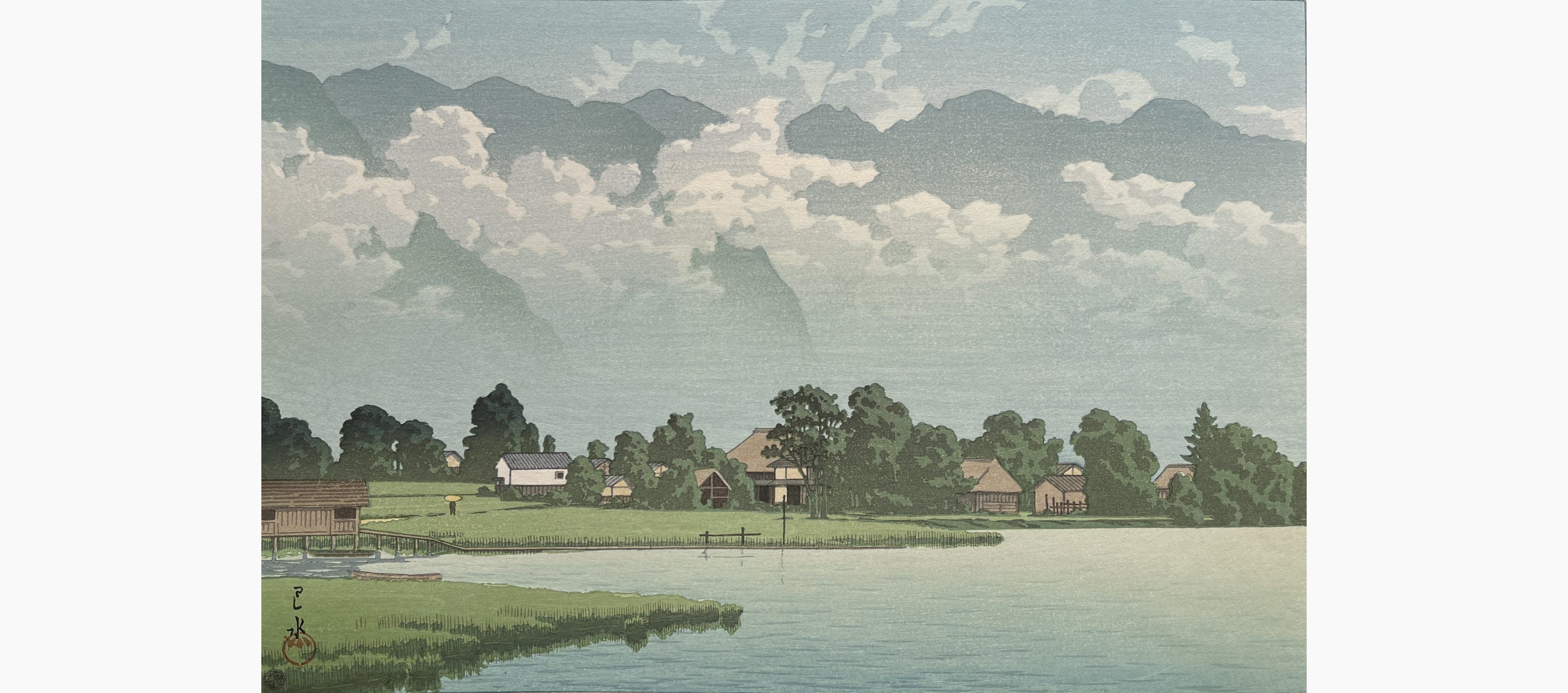 Original woodblock print - Kawase Hasui - Lake Kizaki, Shinshu