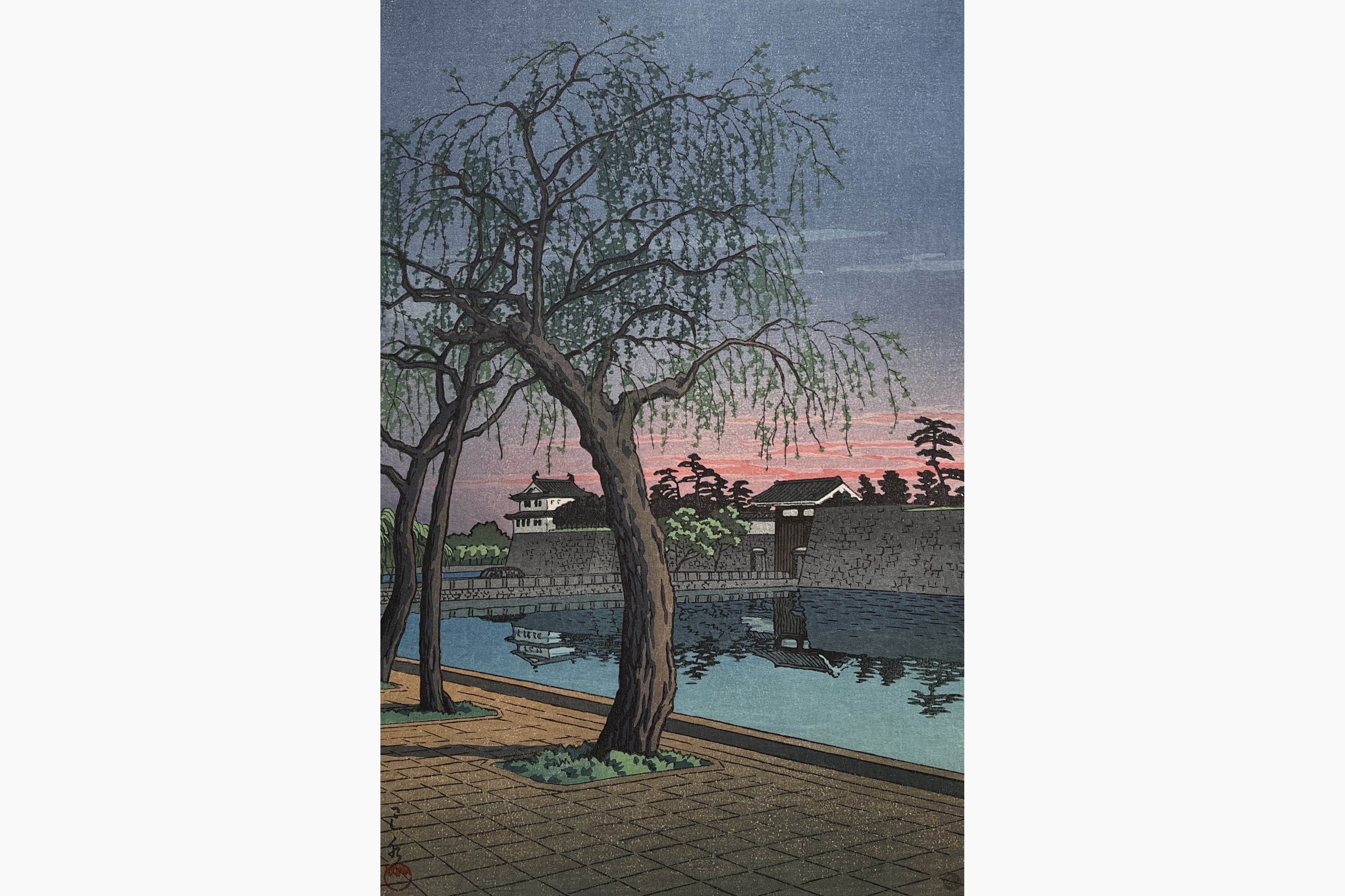 Original woodblock print - Kawase Hasui - Springtime Evening, Ote Gate