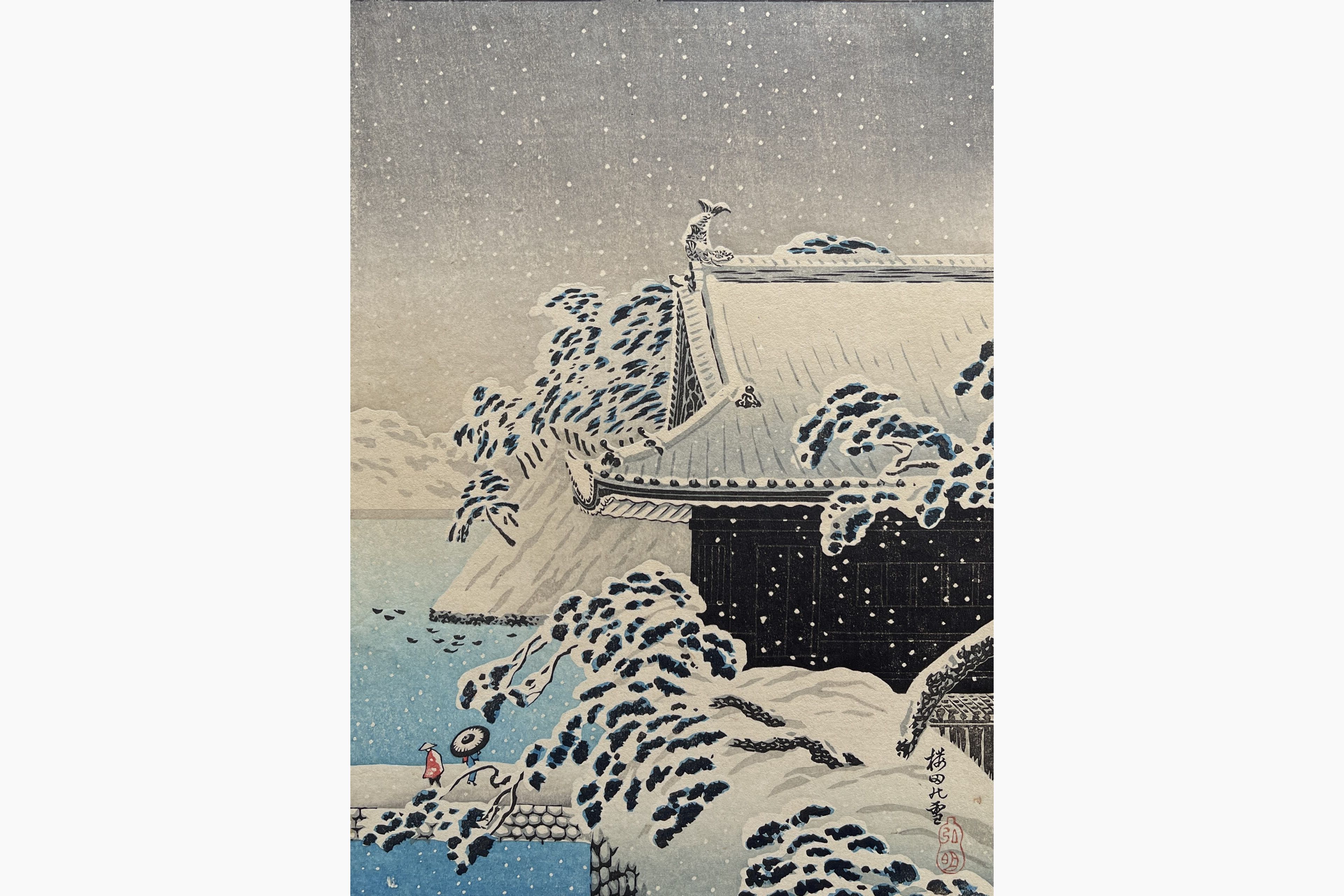 Original woodblock print - Takahashi Shotei - Sakurada Gate in Snow