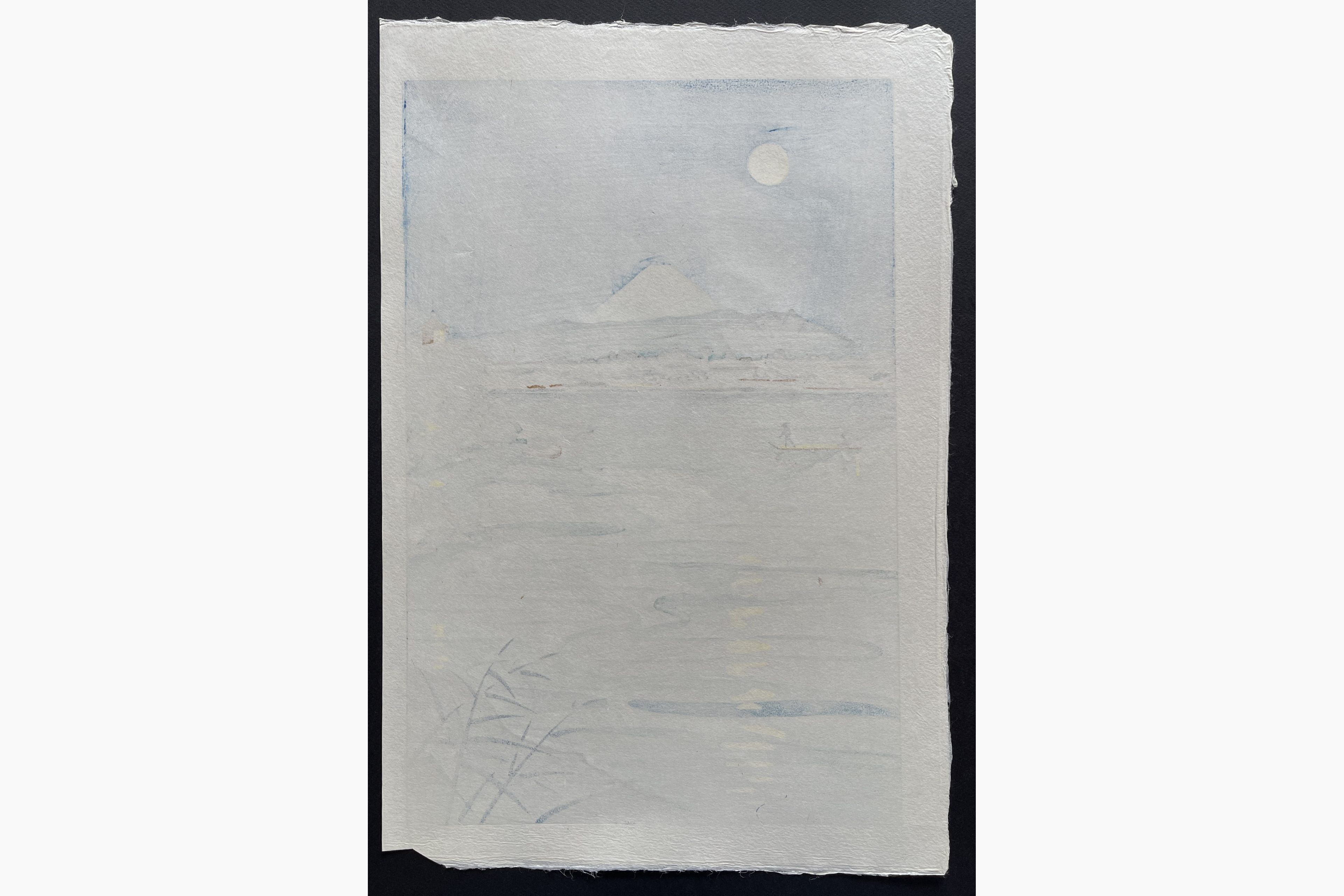 Japanese print - Koichi Okada - Moonlight on Tamagawa