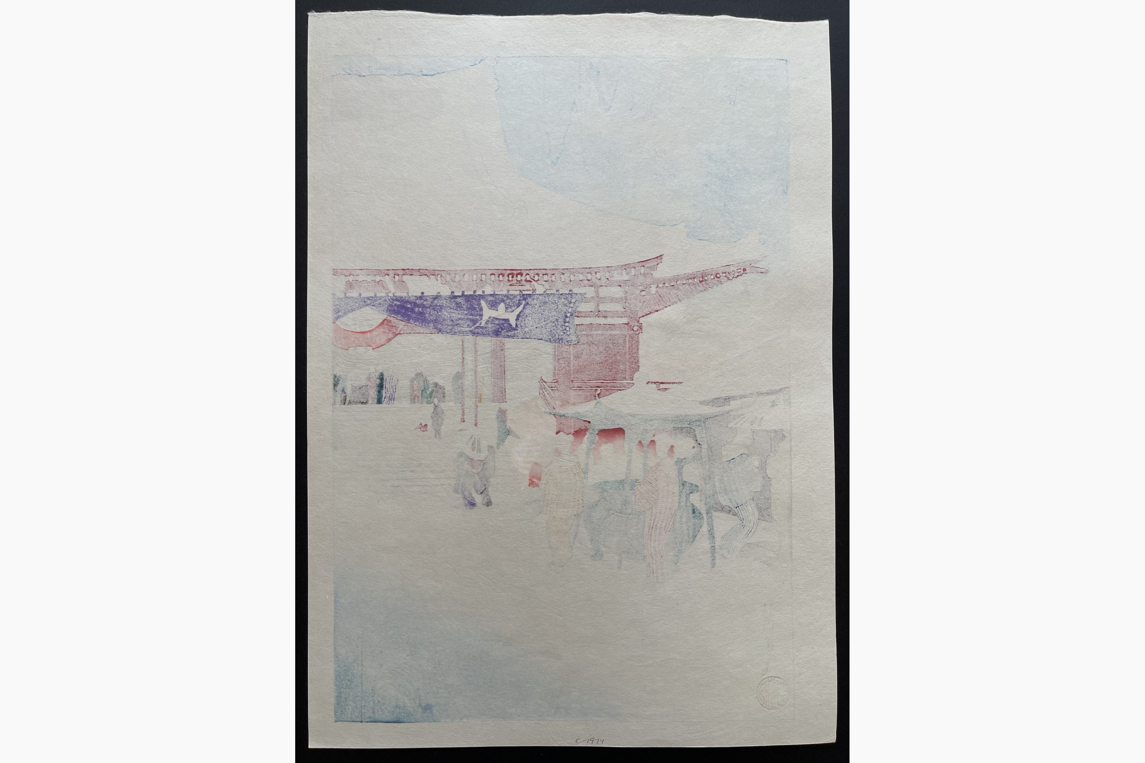 Japanese print - Paul Binnie - Snow at Asakusa