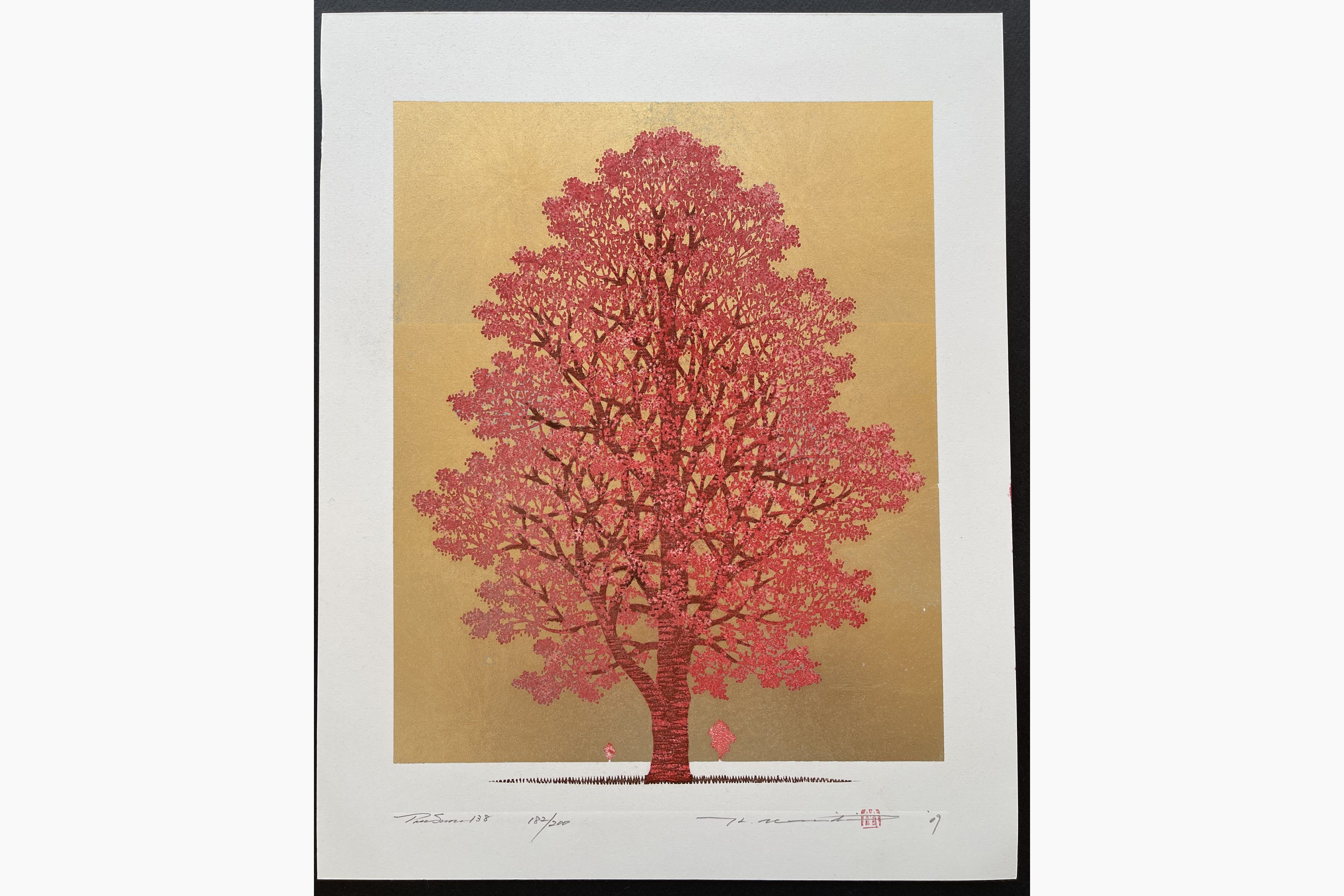 Japanese woodblock print - Hajime Namiki - Tree scene 138