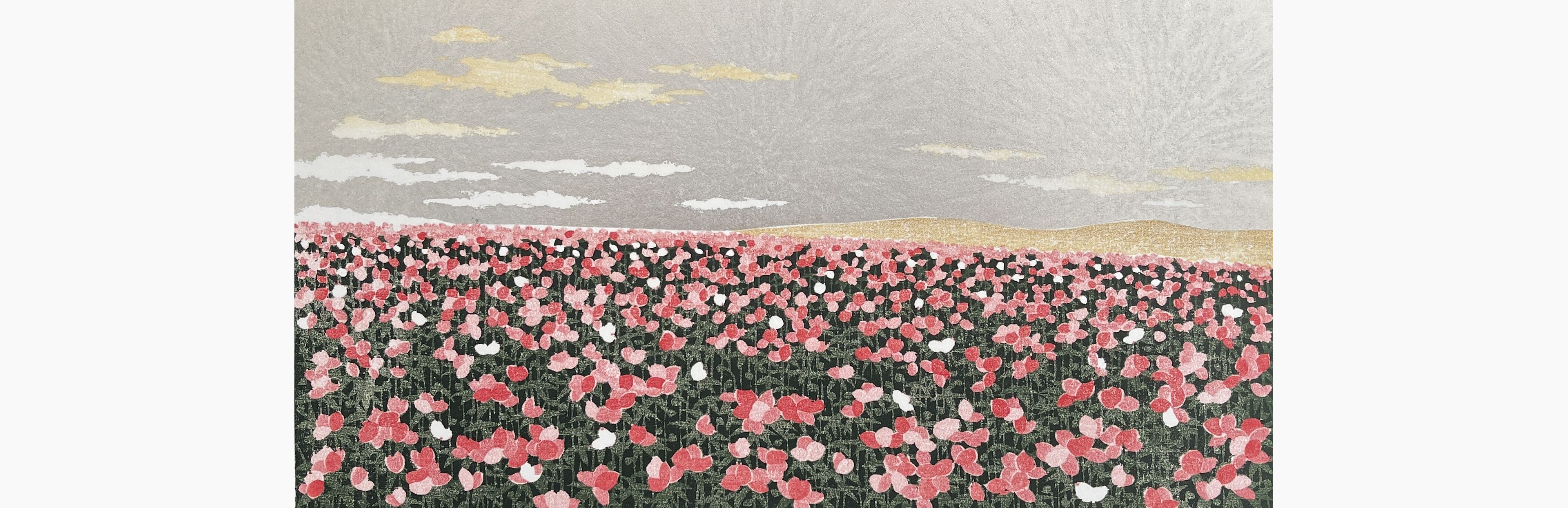 Original woodblock print - Hajime Namiki - Hill-2 Poppy