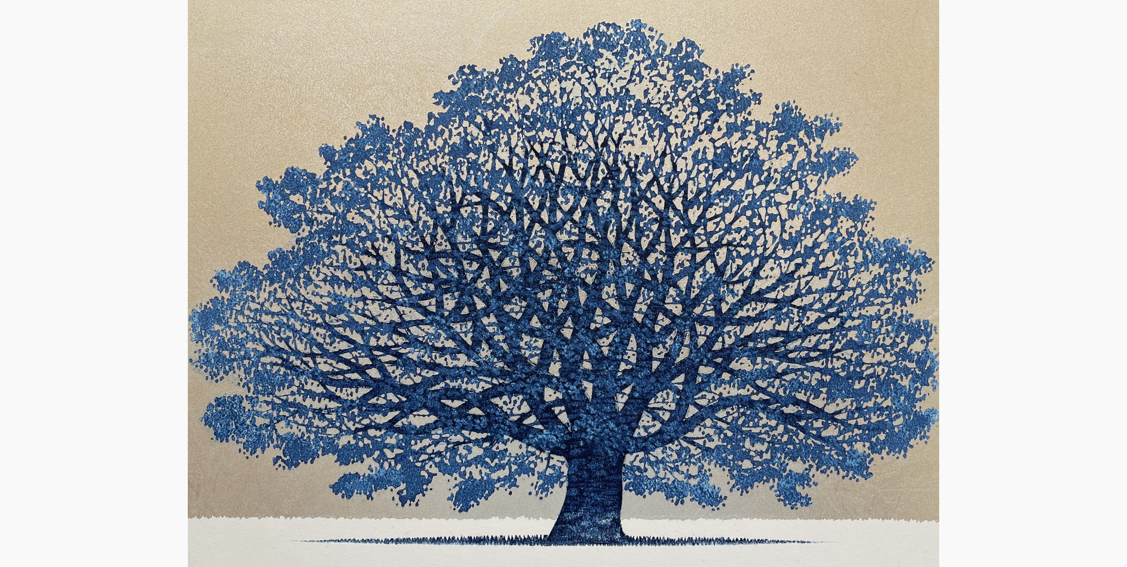 Original woodblock print - Hajime Namiki - Tree Scene 160B