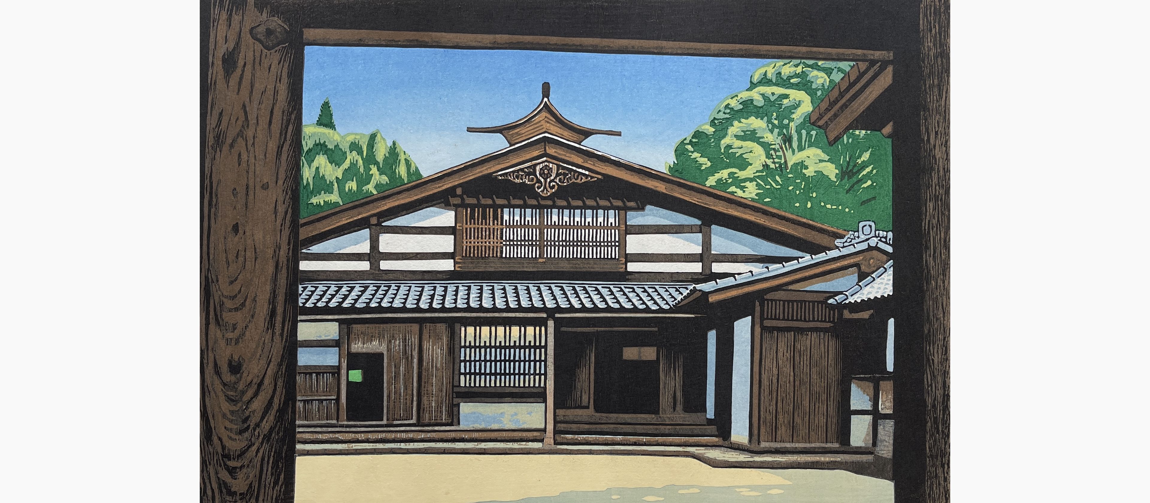 Original woodblock print - Koichi Maeda - House with a Bird-Scarer