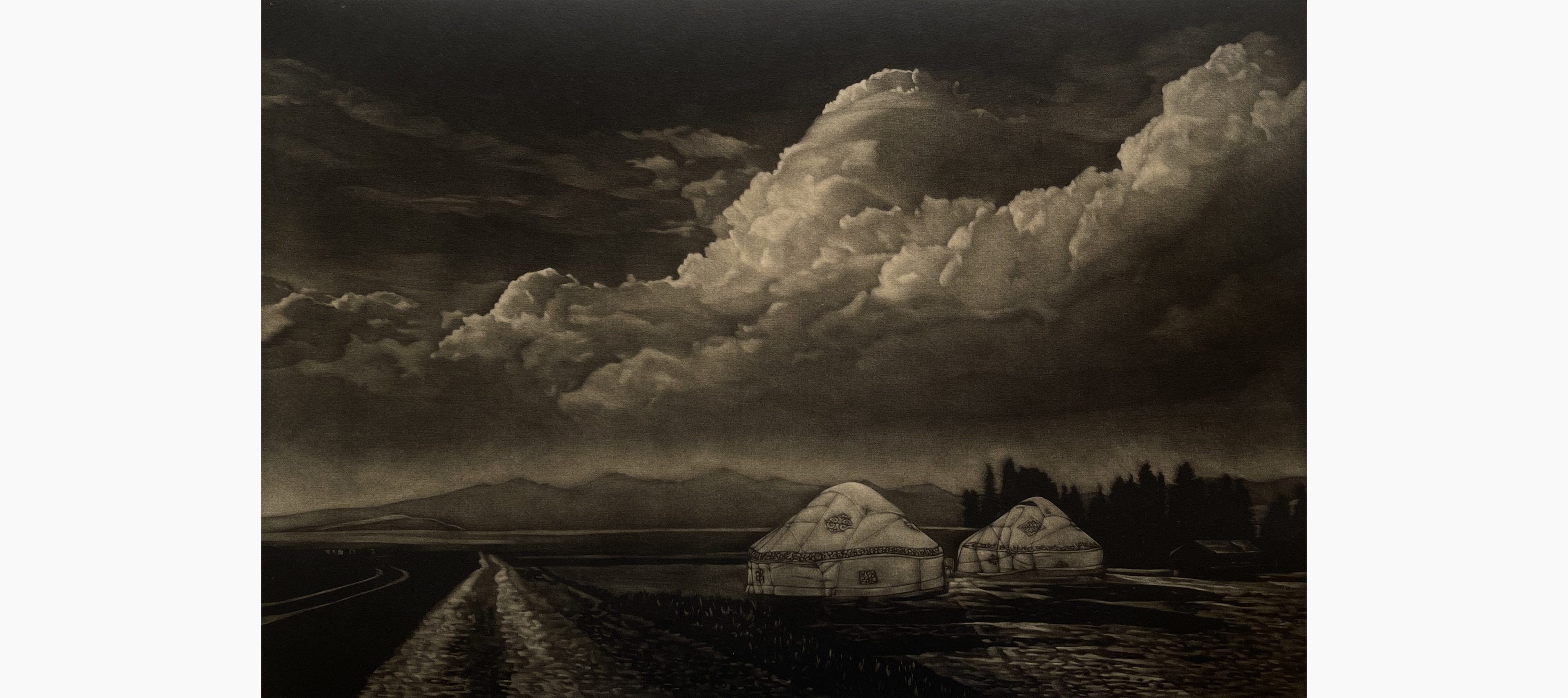 Original woodblock print - Man Zhuang - Far Away