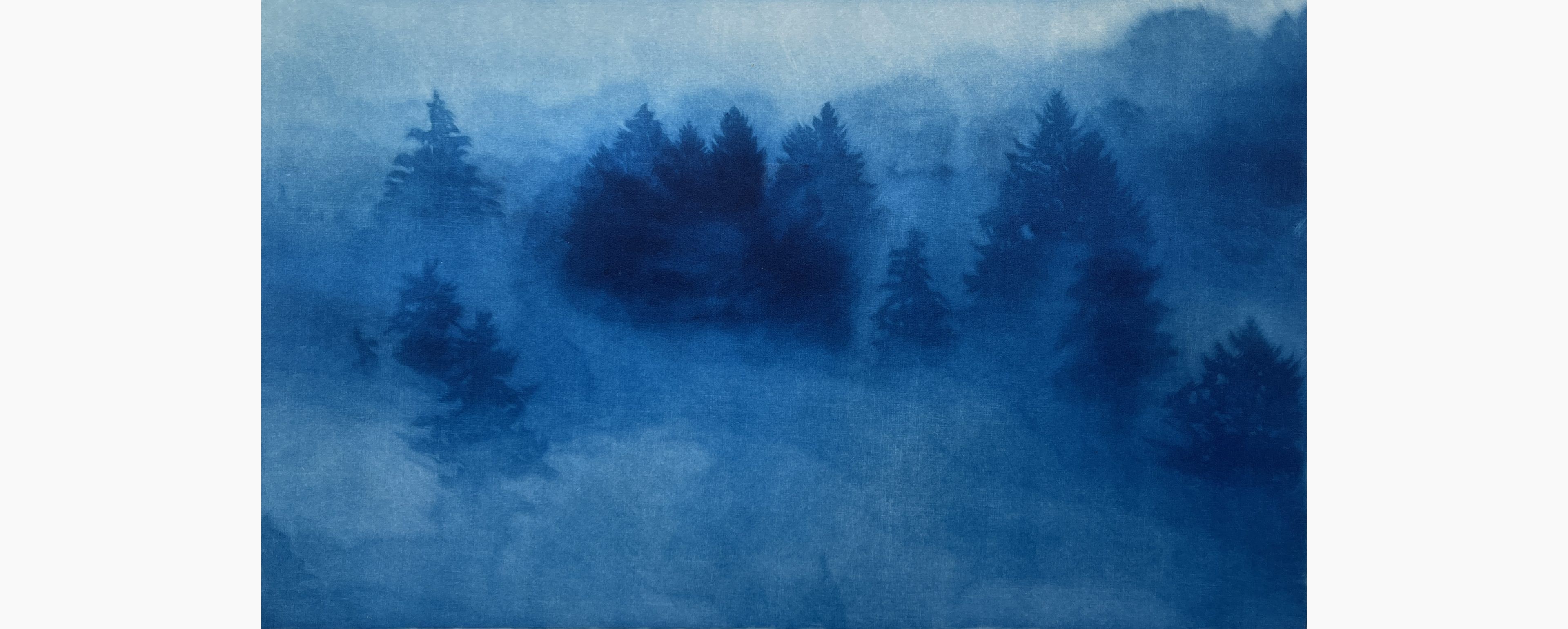 Original woodblock print - Man Zhuang - Morning Mist