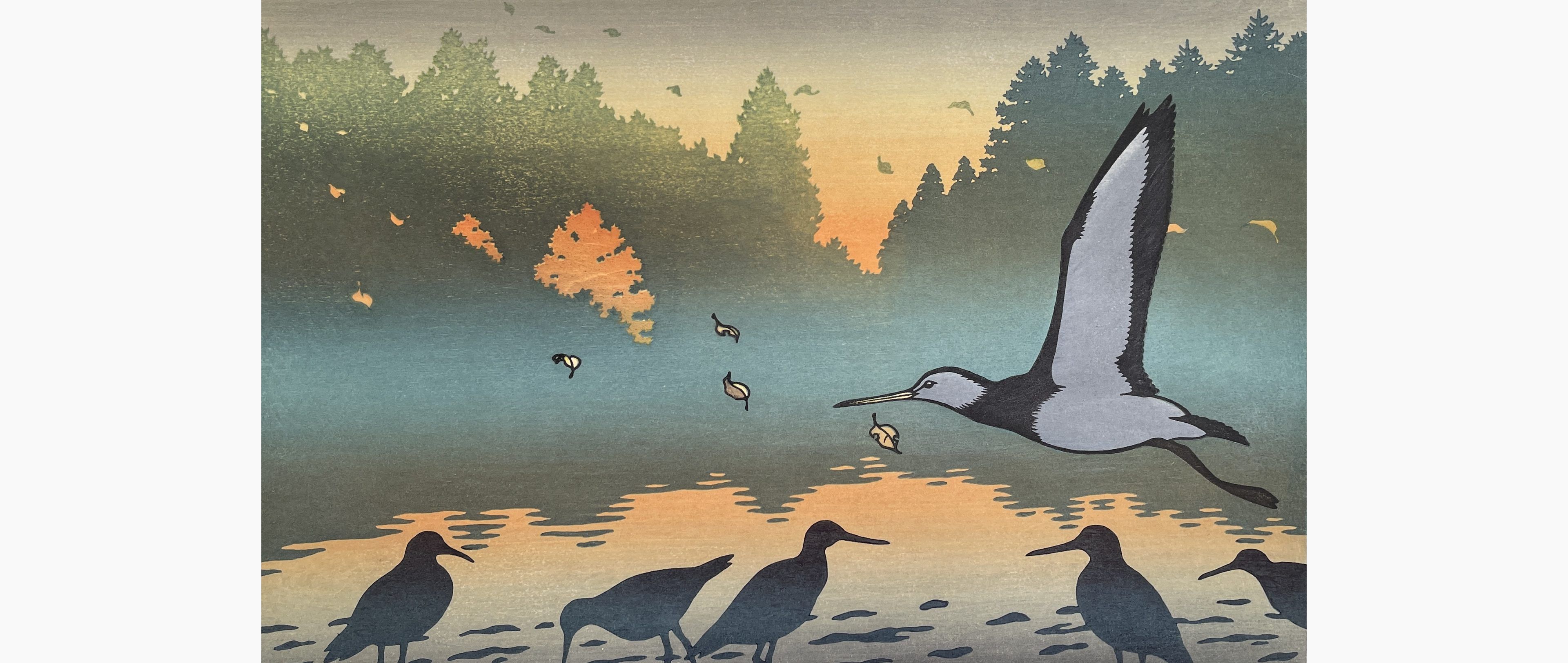 Original woodblock print - Tsukasa Yoshida - Dawn