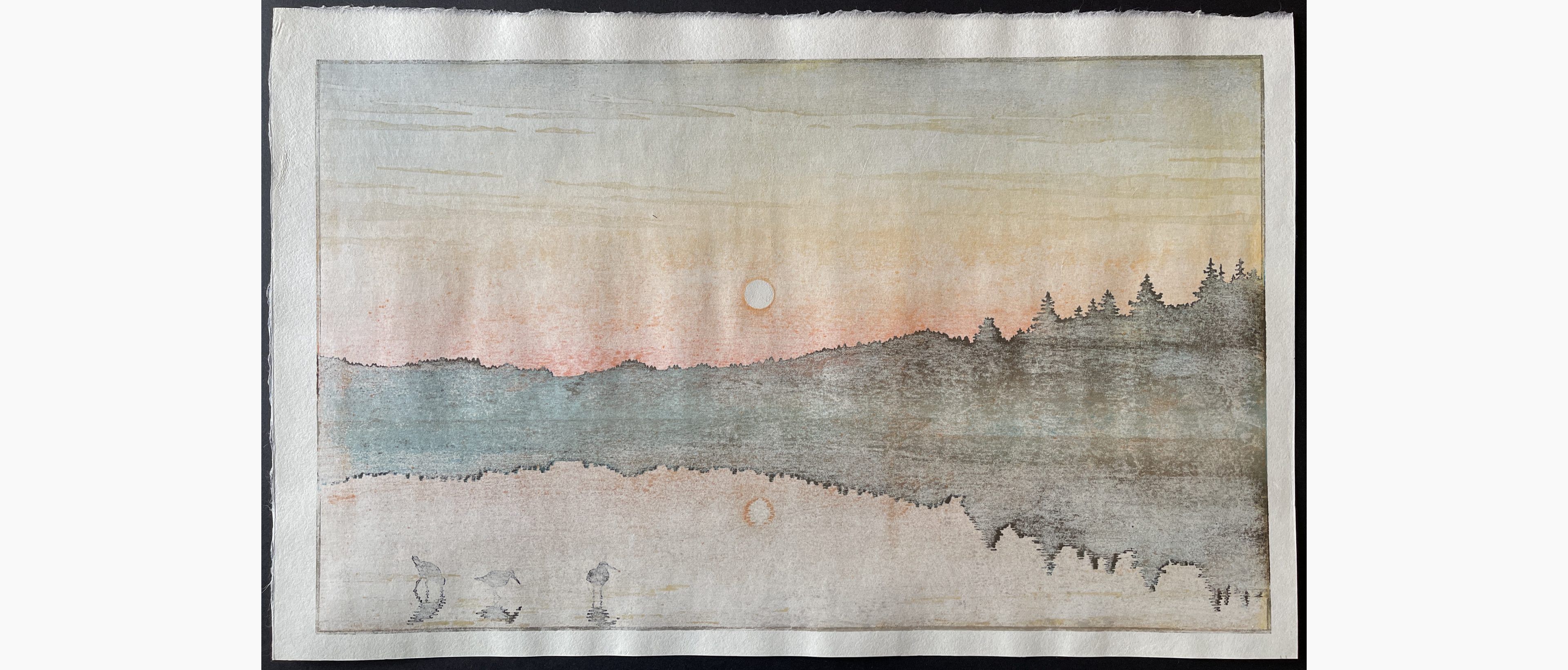 Woodblock print - Tsukasa Yoshida - Reflect