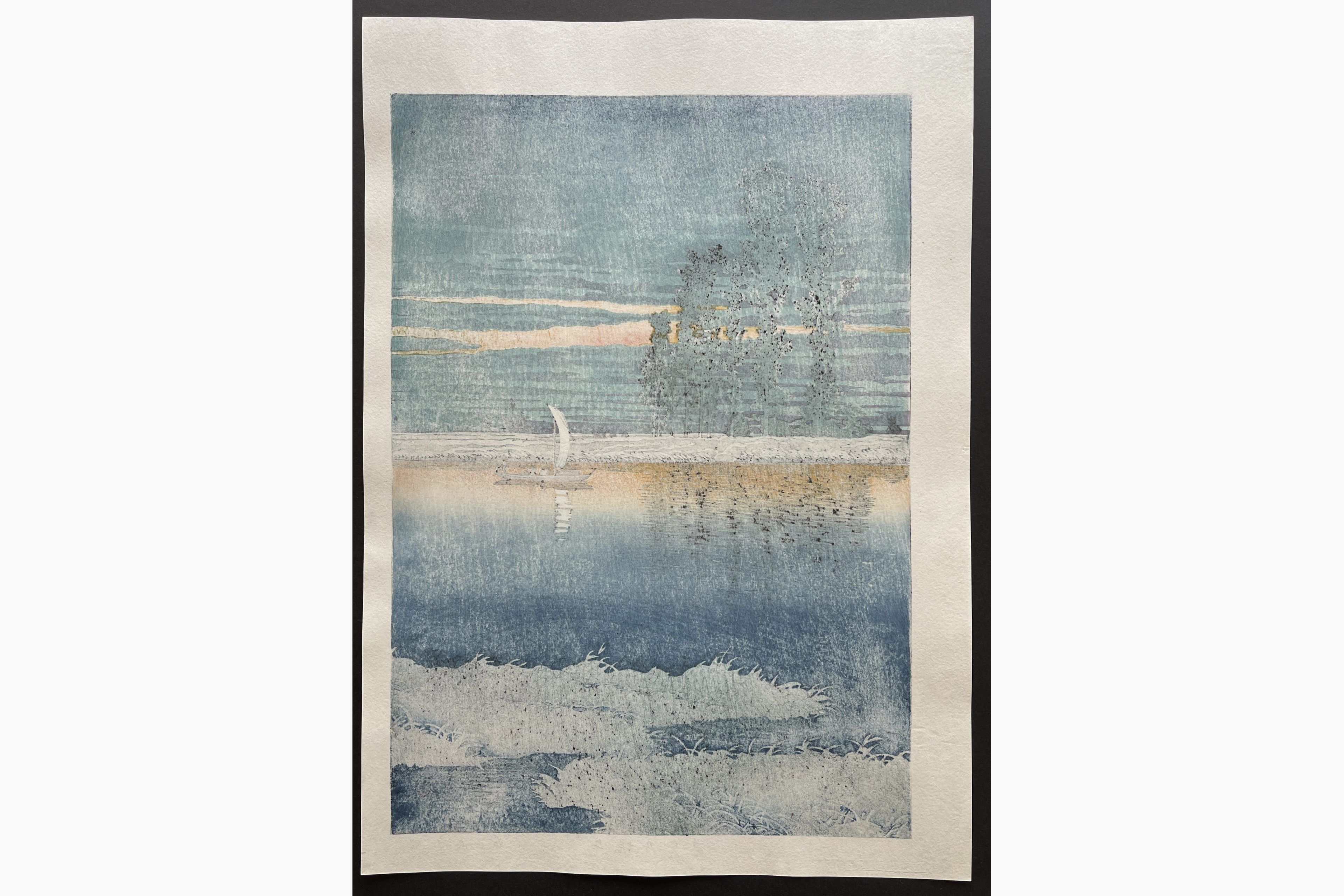 Japanese print - Kawase Hasui - Dusk at Ushibori