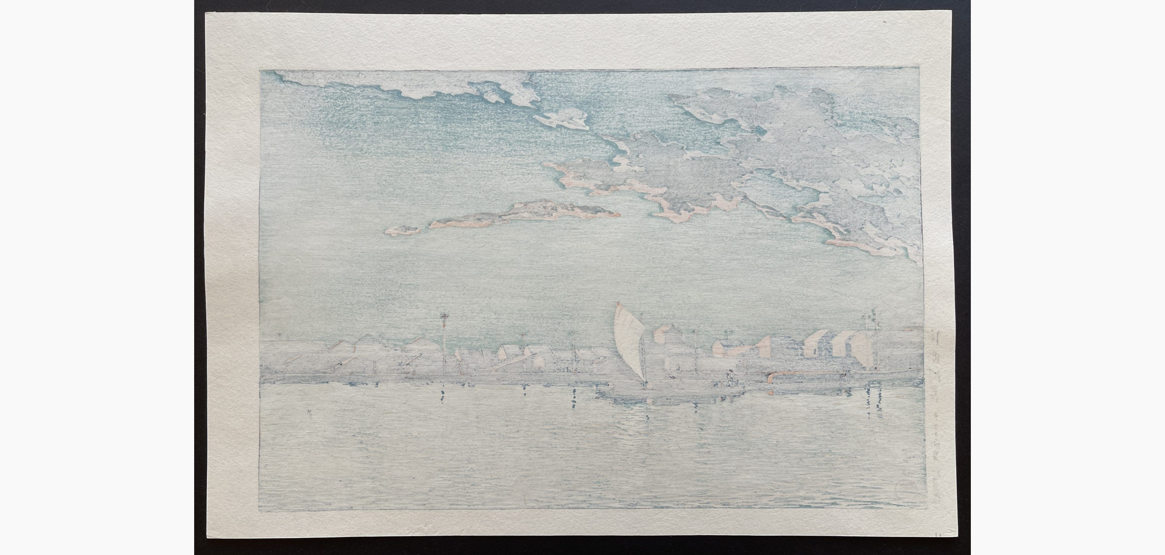 Japanese print - Kawase Hasui - Hama-cho Riverbank