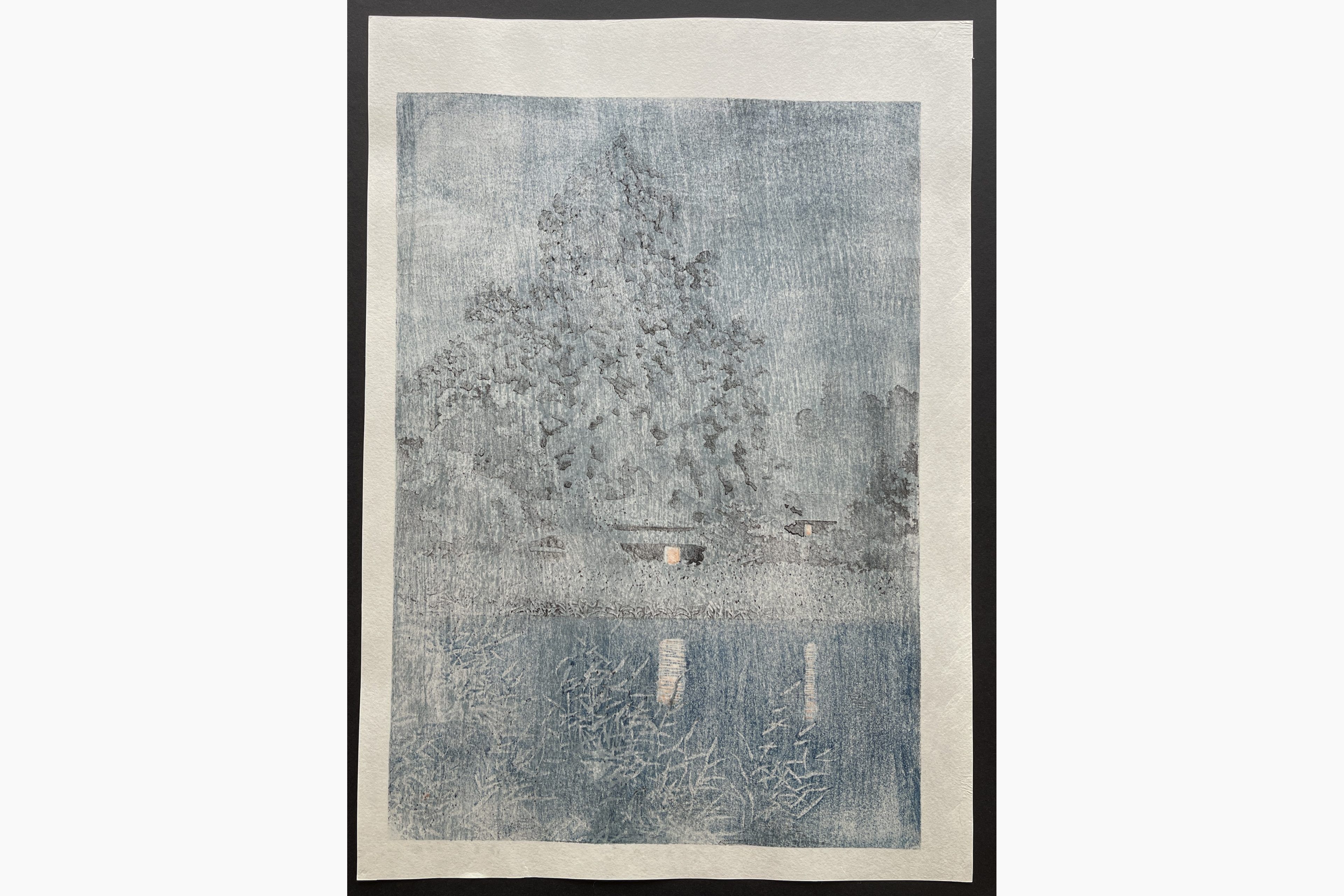 Japanese print - Kawase Hasui - Rain at Omiya