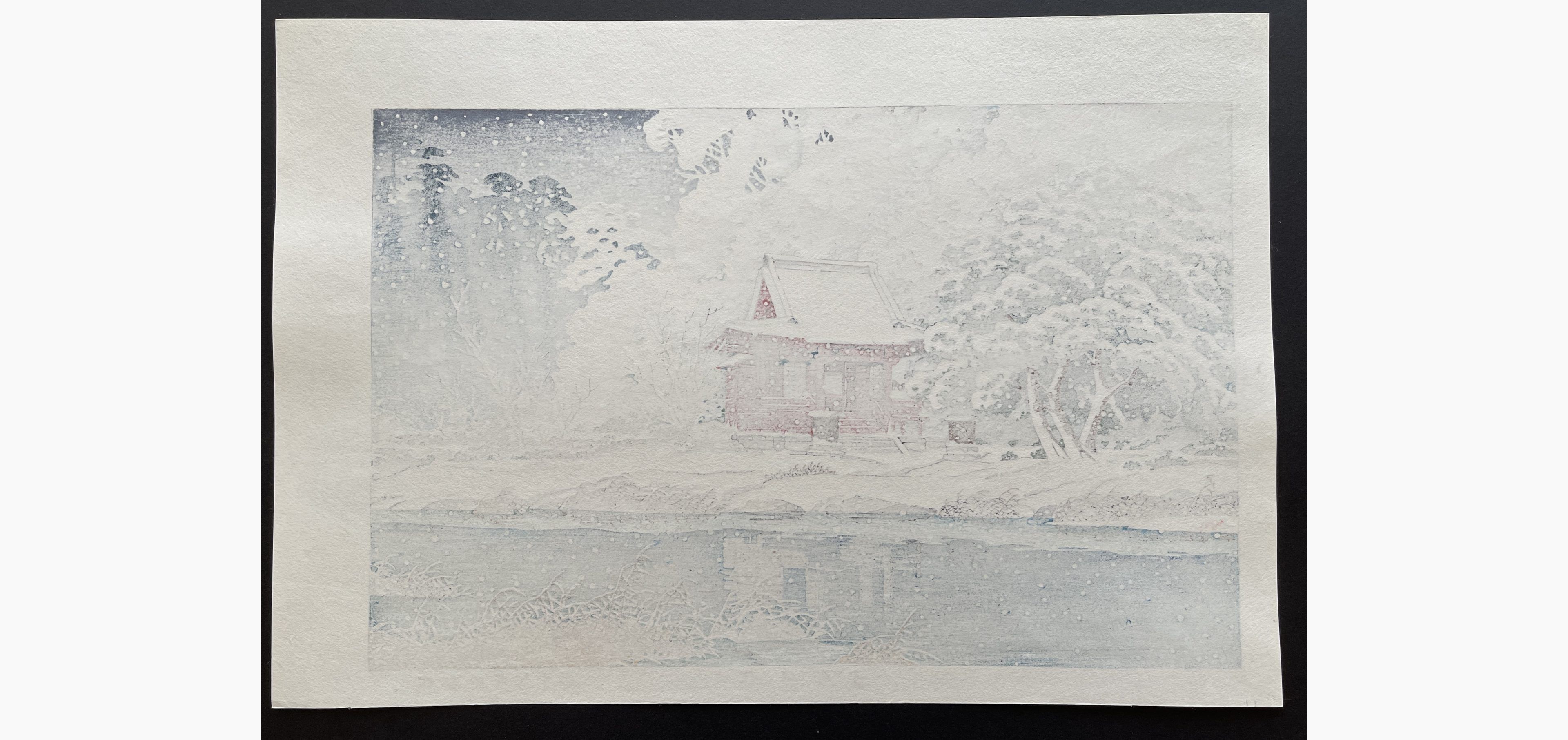 Japanese print - Kawase Hasui - Snow at Inokashira Benten Shrine Precint