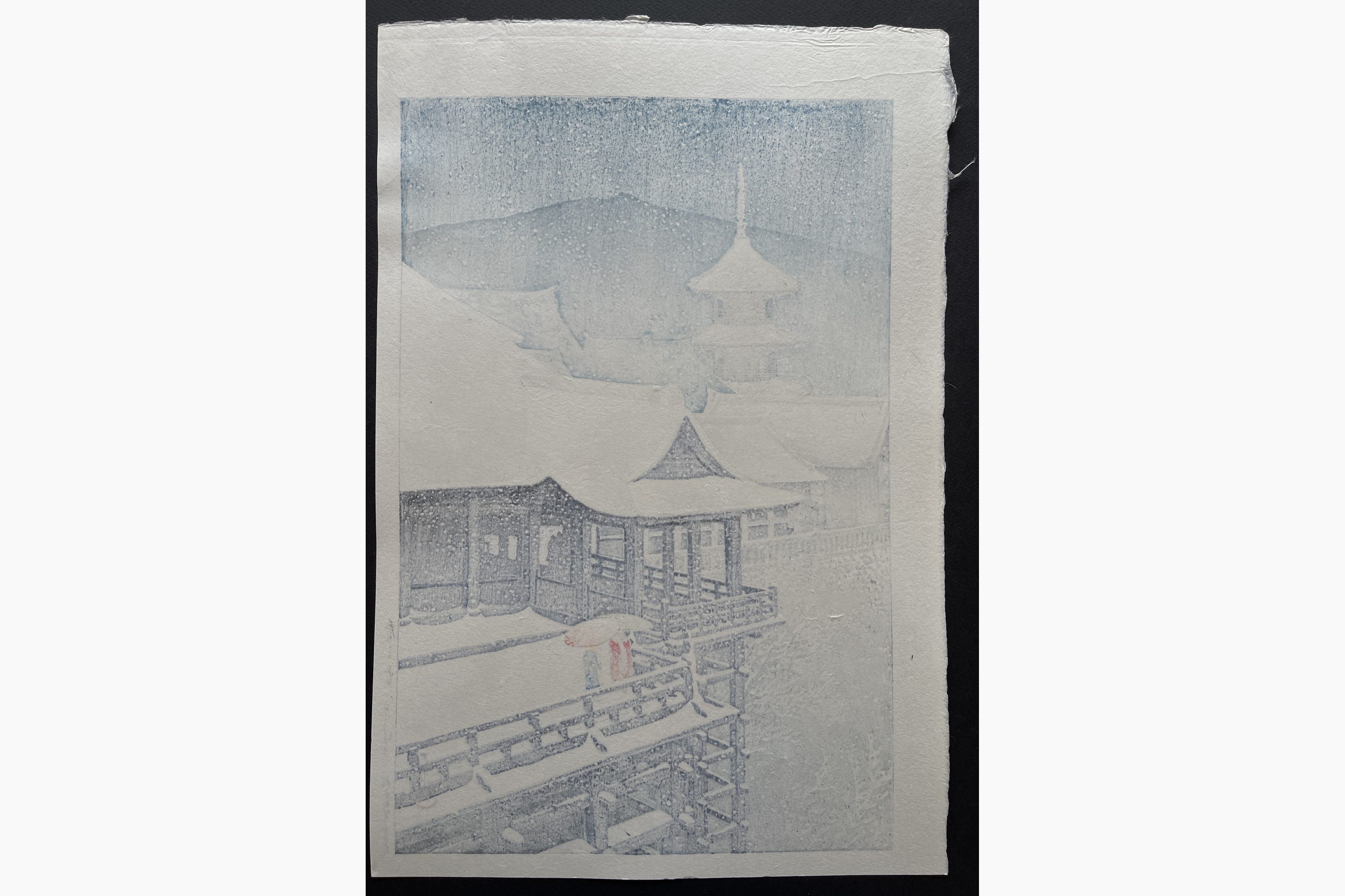Japanese print - Kawase Hasui - Spring Snow at Kiyomizu Temple in Kyoto