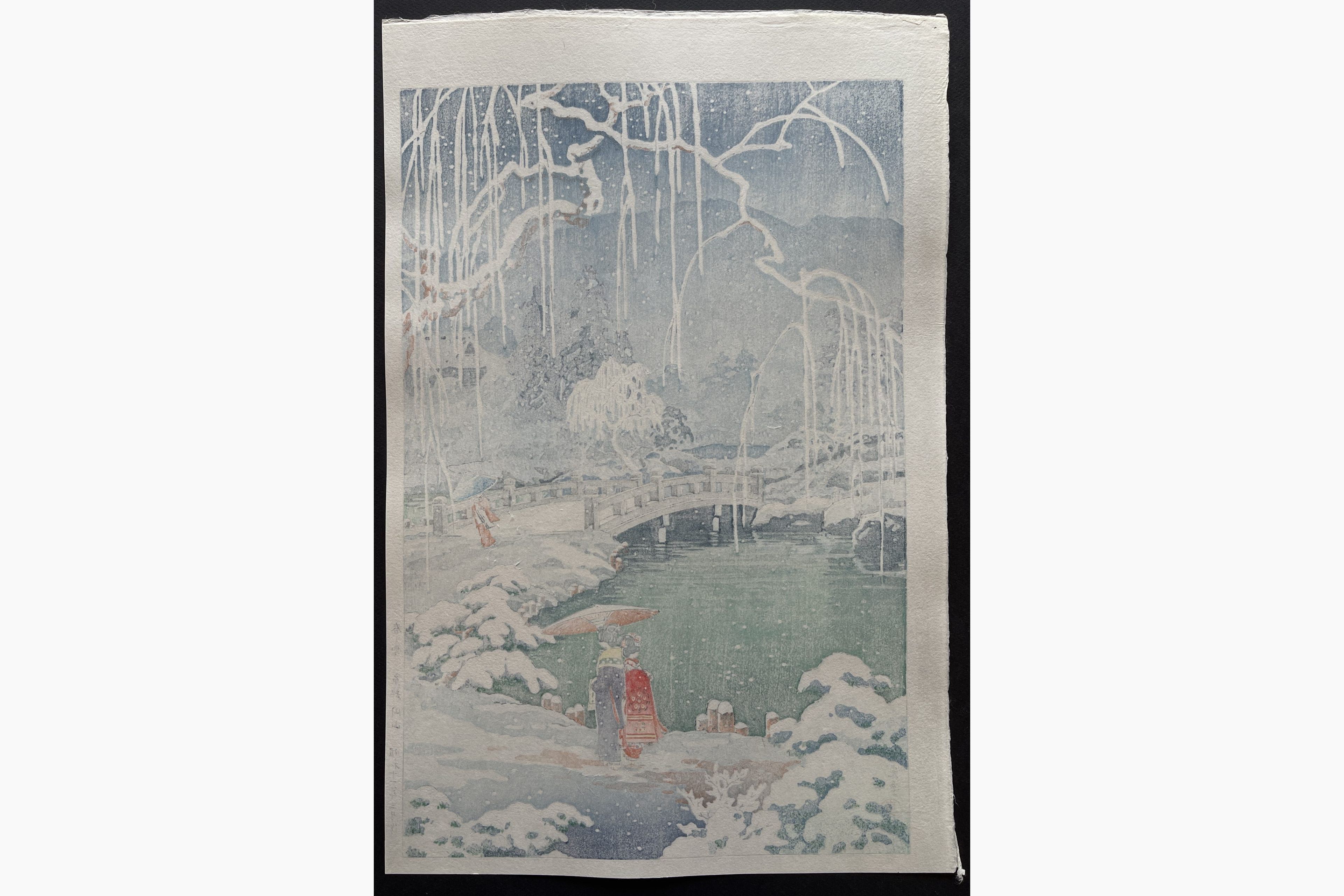 Japanese print - Tsuchiya Koitsu - Spring Snow at Maruyama in Kyoto