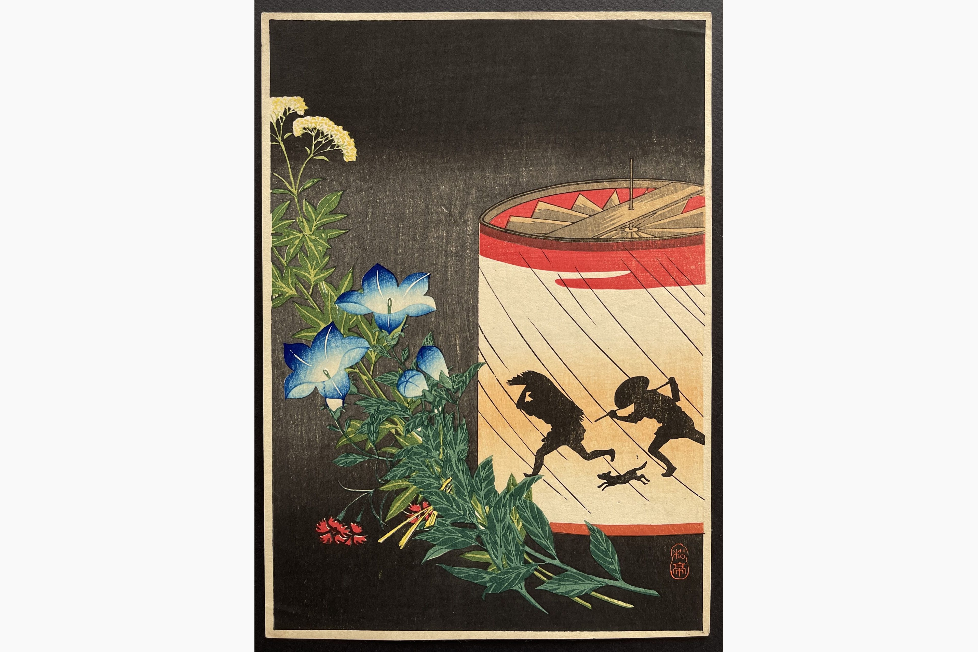 Japanese woodblock print - Takahashi Shotei - Revolving Lantern and Bell