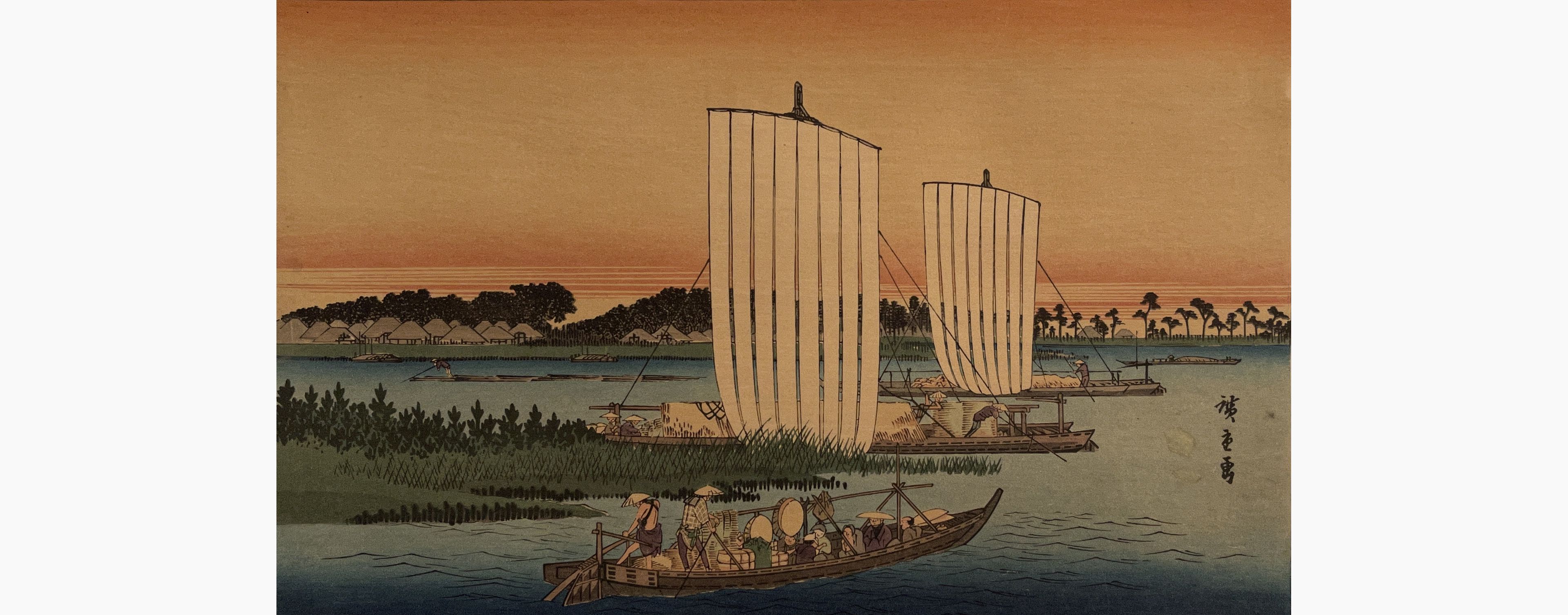 Original woodblock print - Hiroshige - Clearing Weather at Shibaura