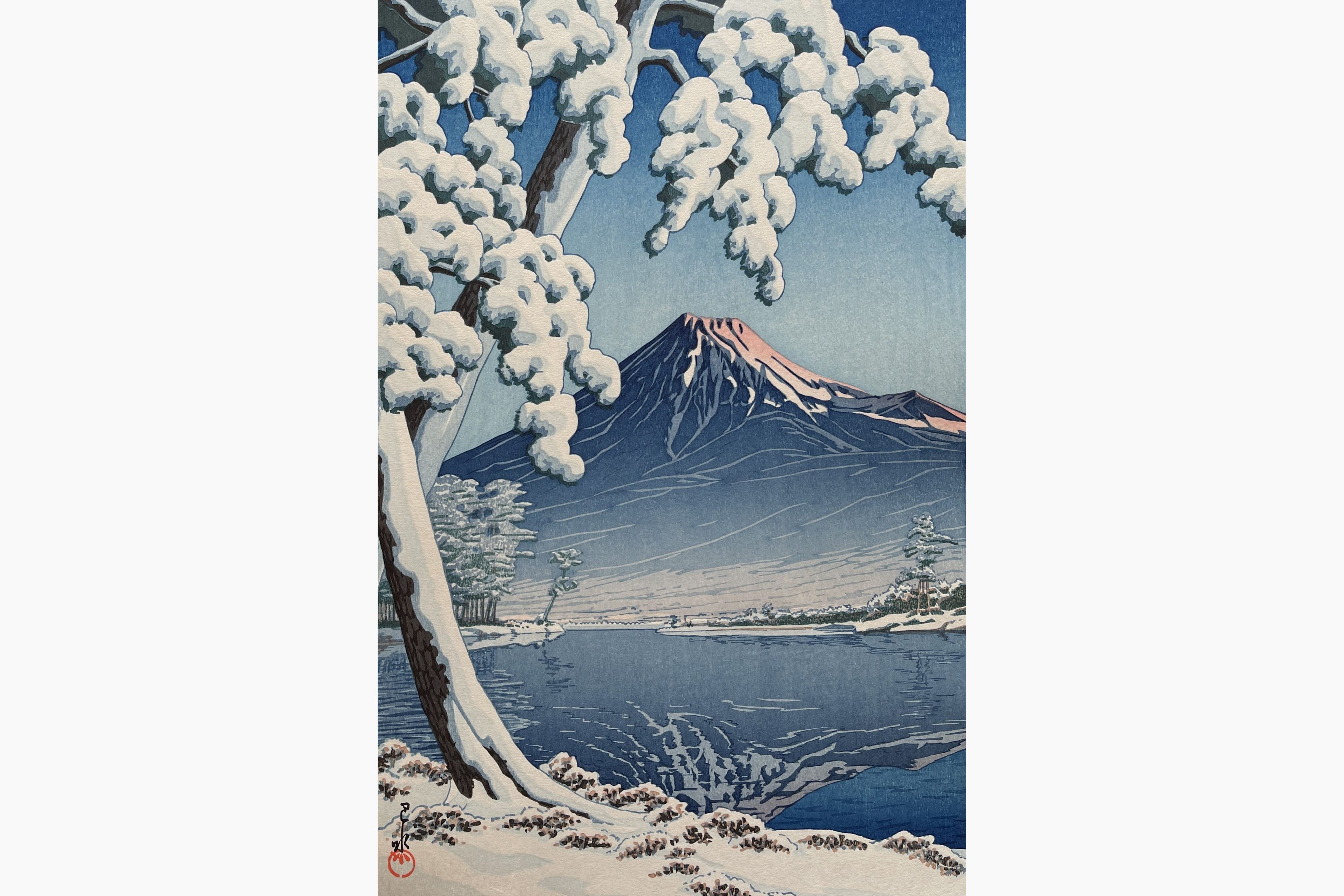 Original woodblock print - Kawase Hasui - Clearing after a Snowfall on Mount Fuji