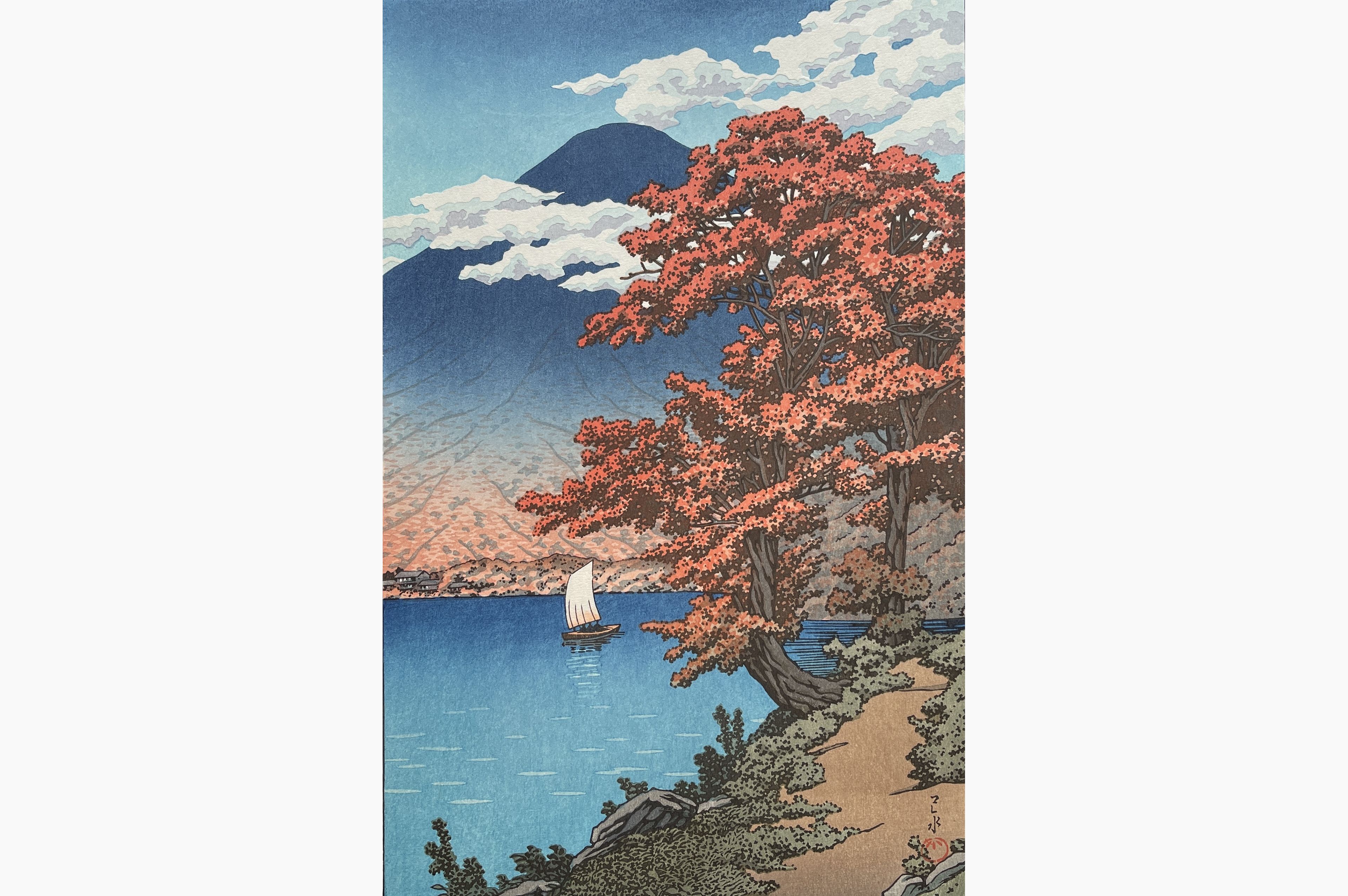 Original woodblock print - Kawase Hasui - Lake Chuzenji, Nikko
