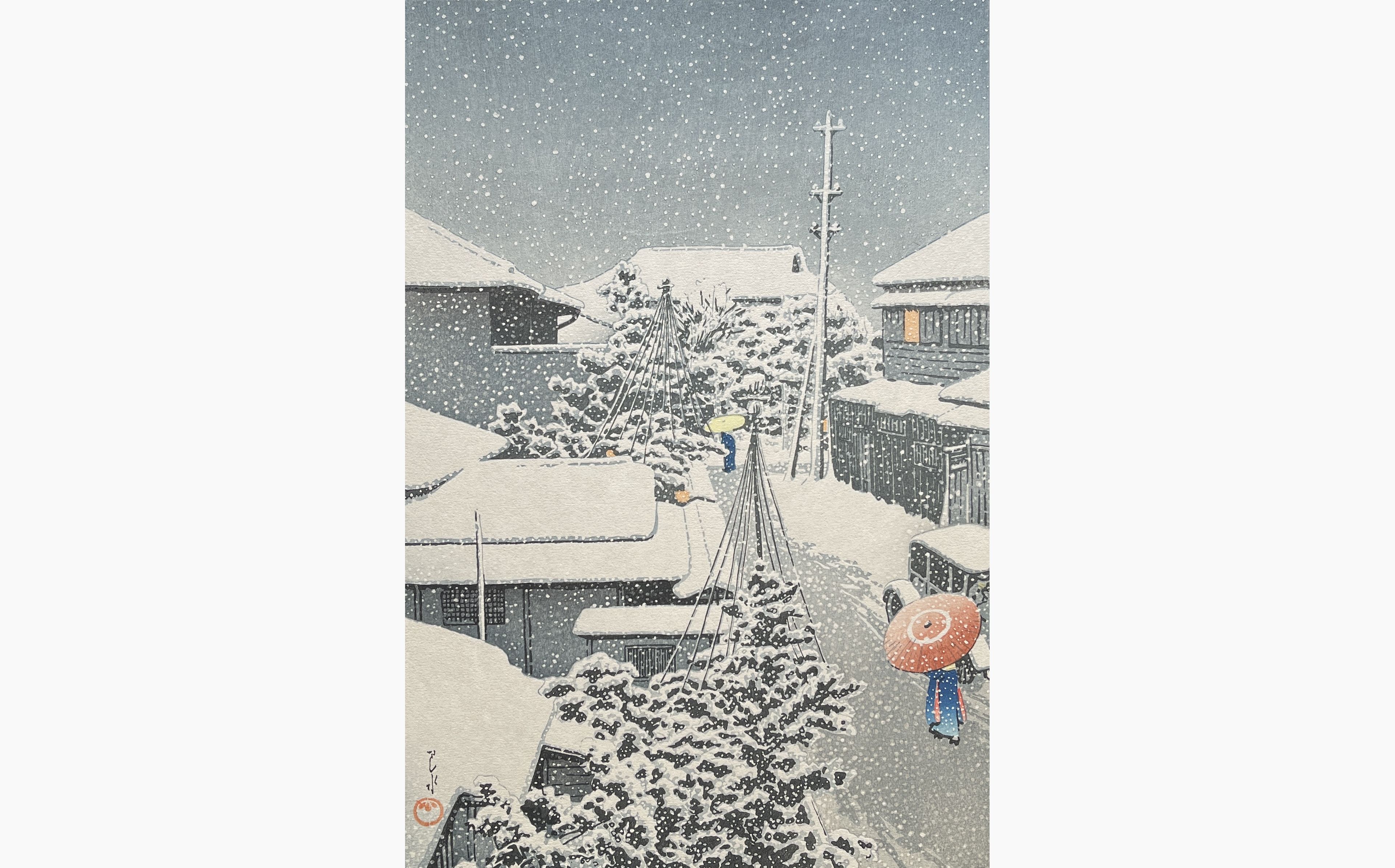 Original woodblock print - Kawase Hasui - Snow at Daichi