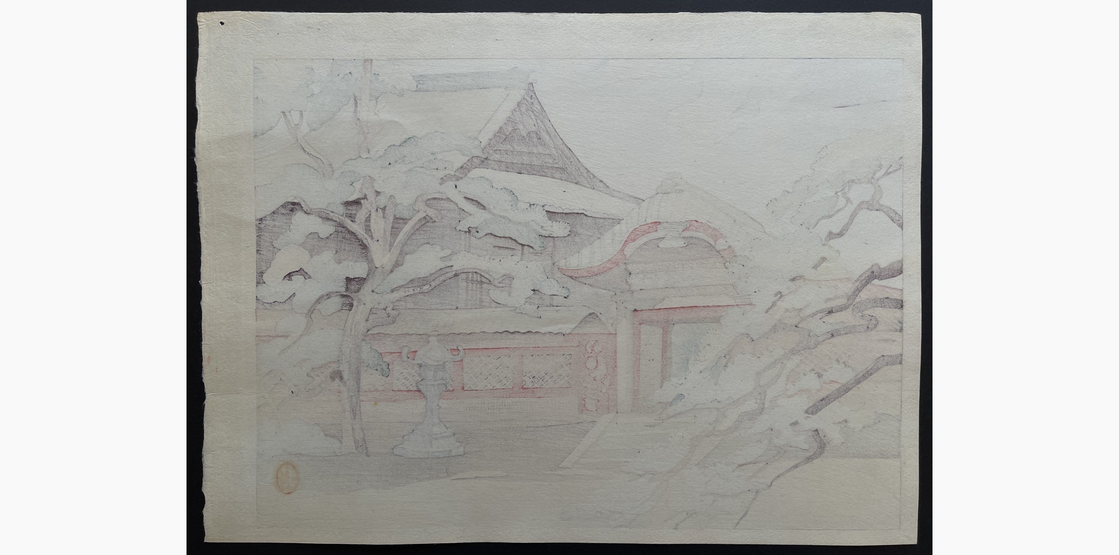 Japanese print - Elizabeth Eaton Burton - Temple Courtyard