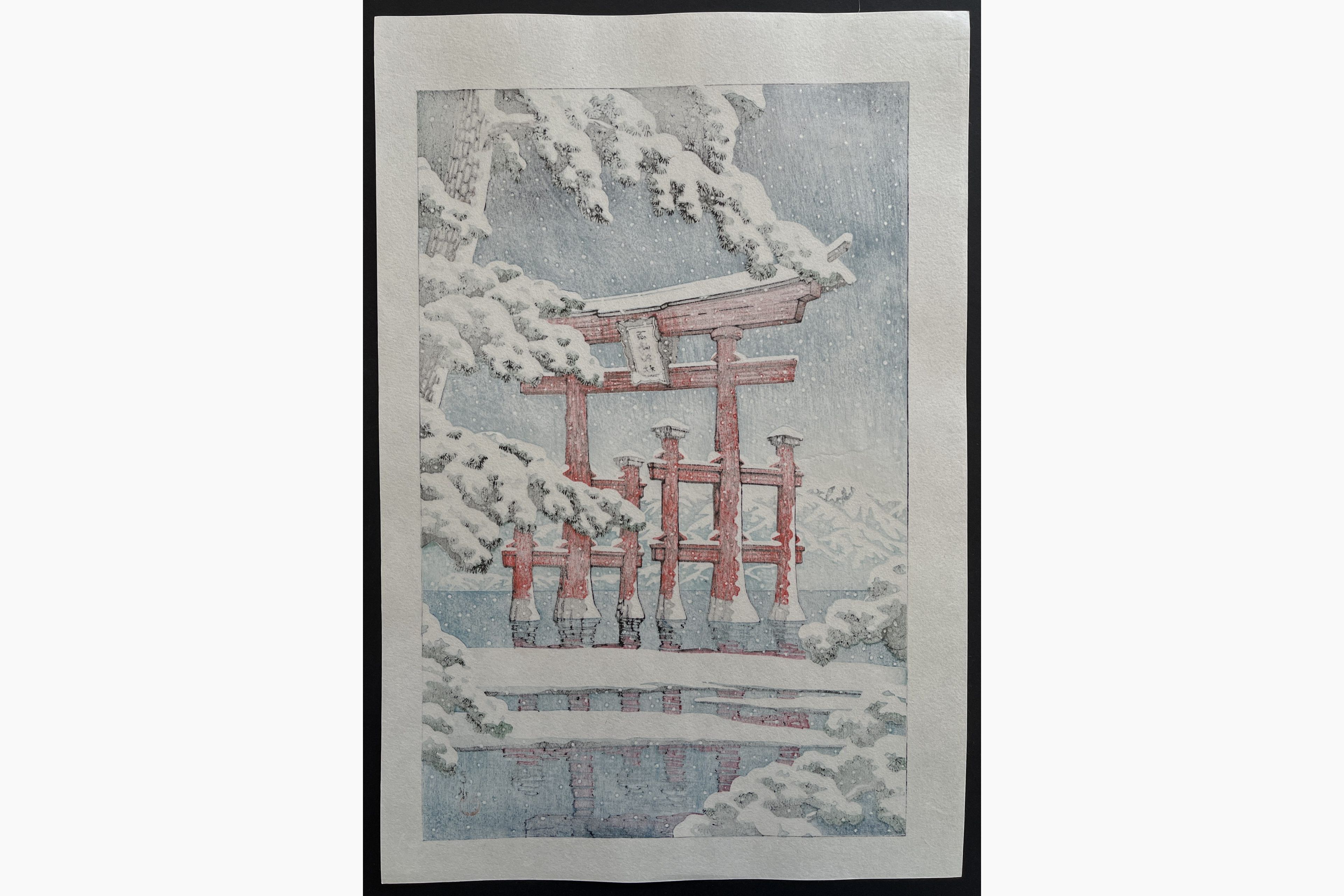 Japanese print - Kawase Hasui - Snow at Miyajima