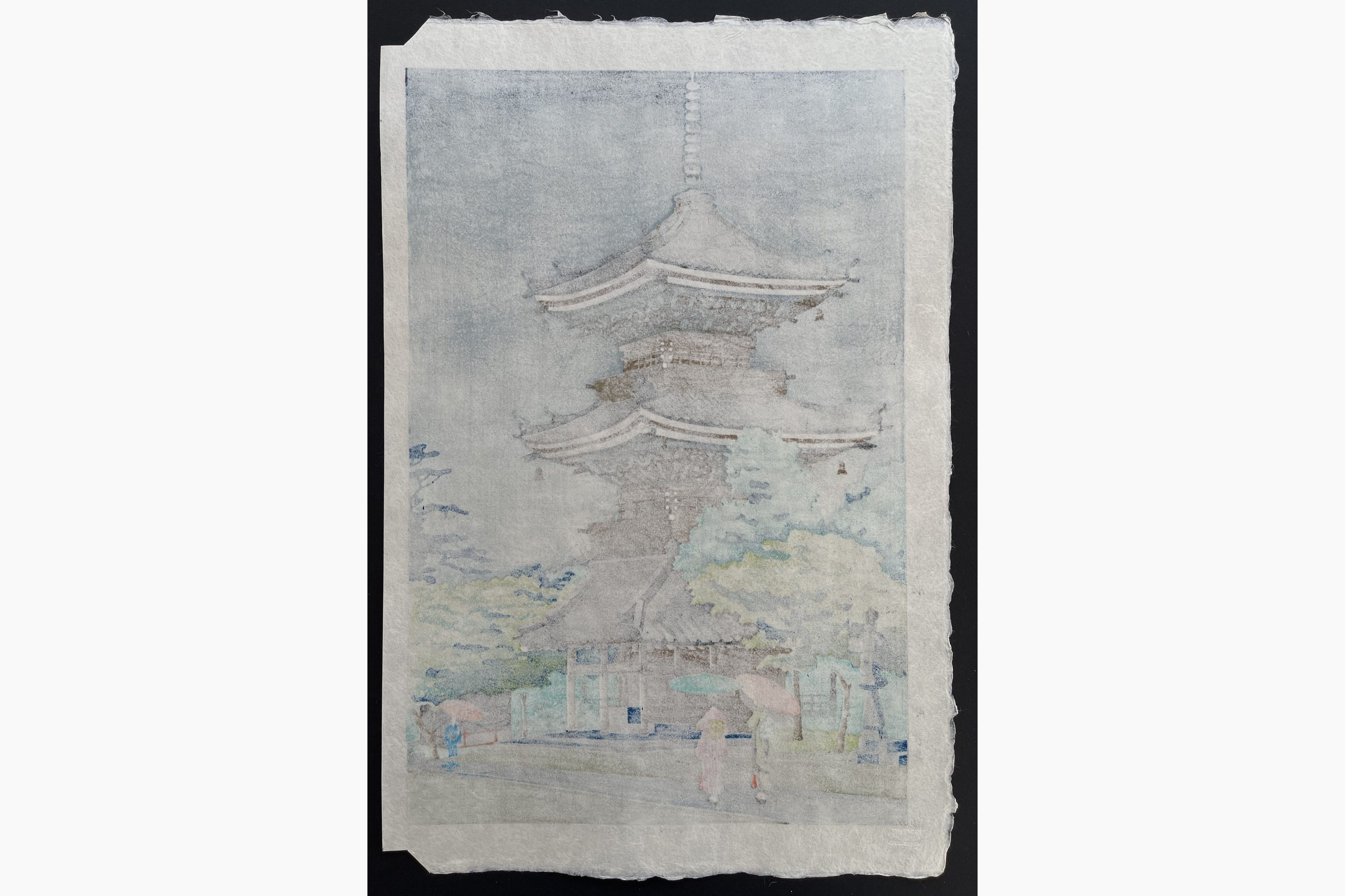 Japanese print - Takeji Asano - Rain in Shinnyodo