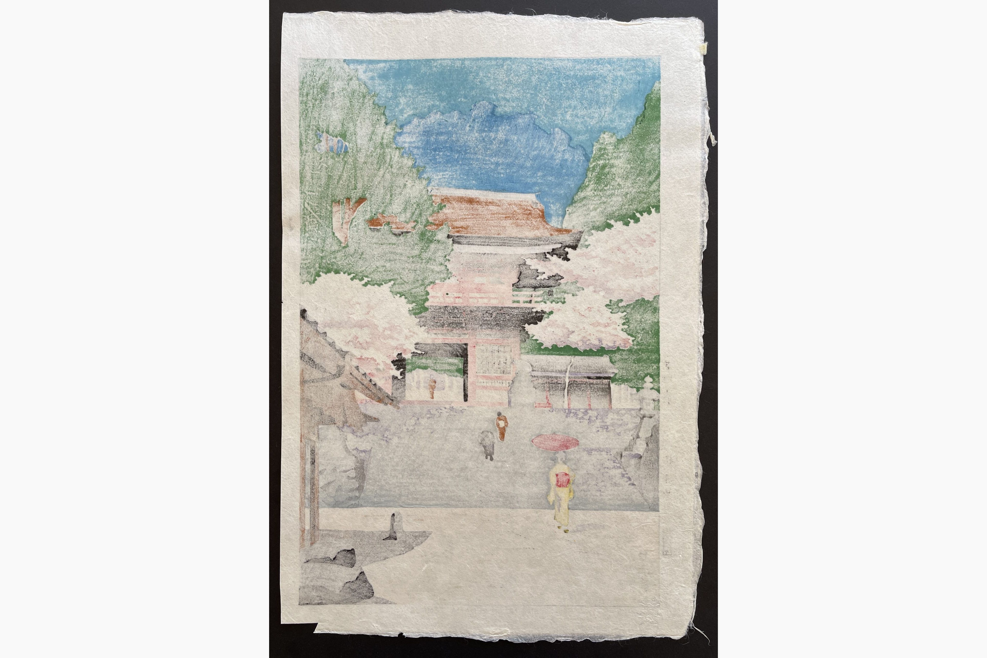 Japanese print - Takeji Asano - Spring in Kurama temple