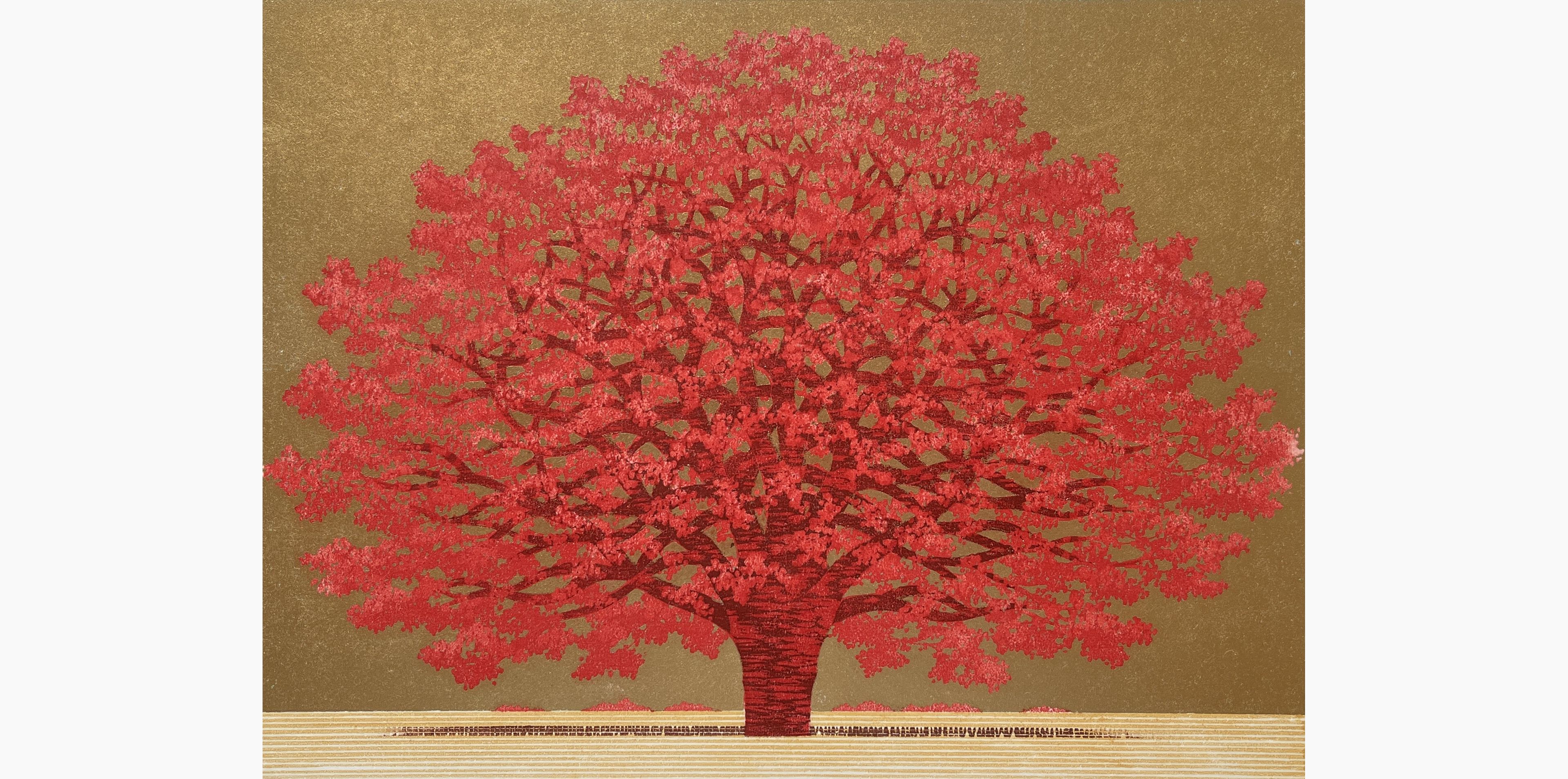 Original woodblock print - Hajime Namiki - Tree scene 140