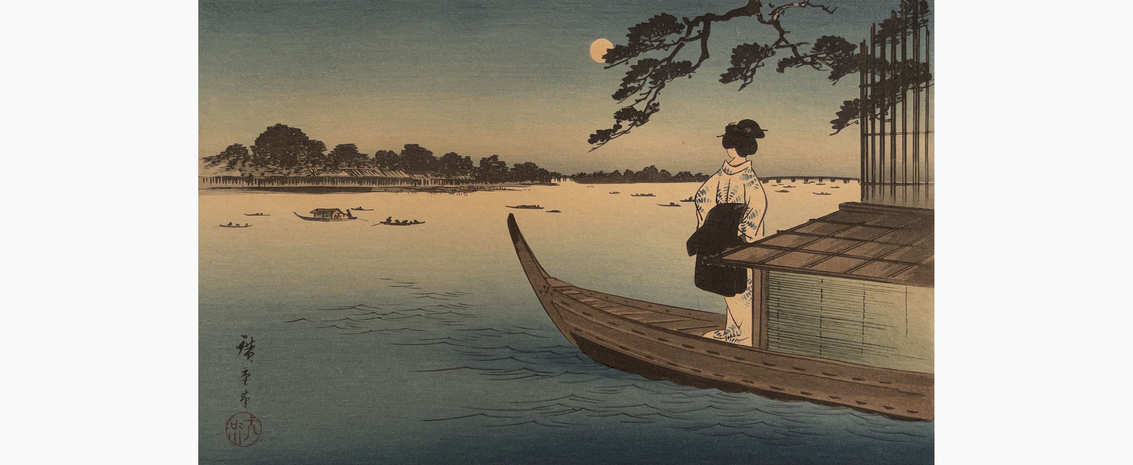 Original woodblock print - Hiroshige - Sumidagawa (Yedo)